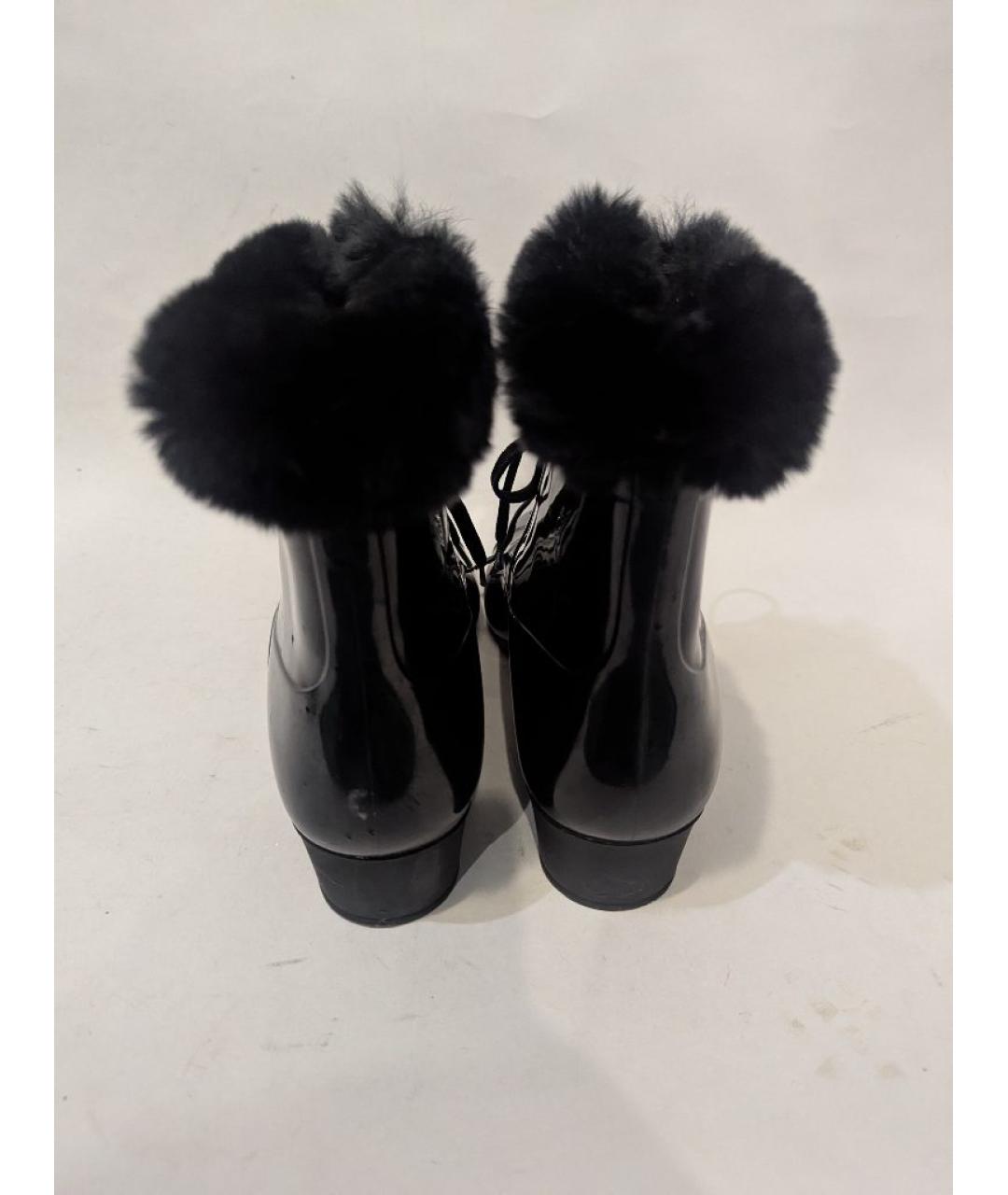 CHANEL Черные резиновые полусапоги, фото 4