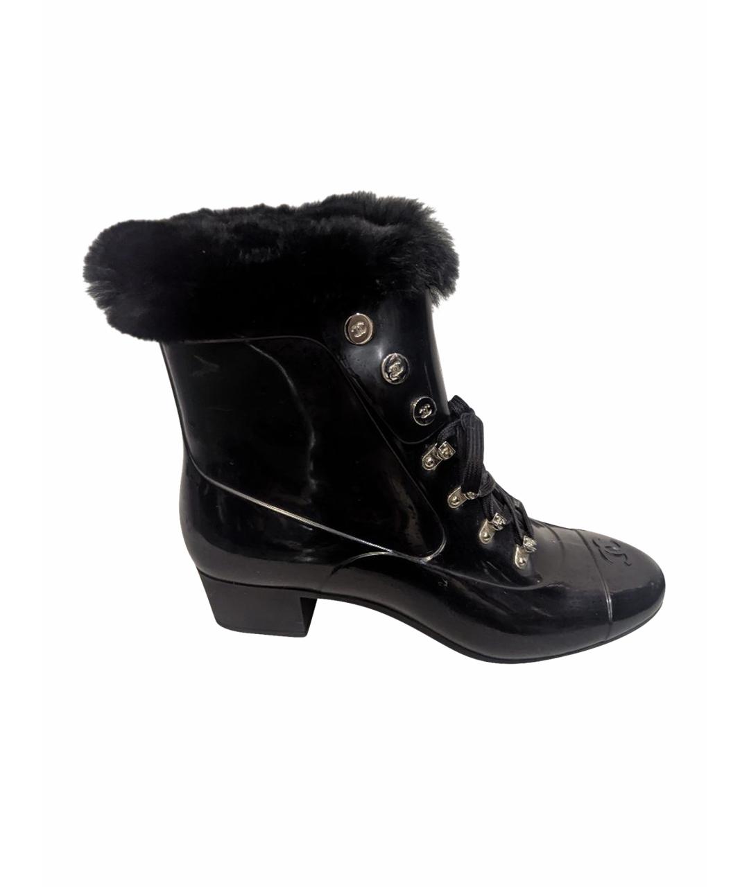 CHANEL Черные резиновые полусапоги, фото 1