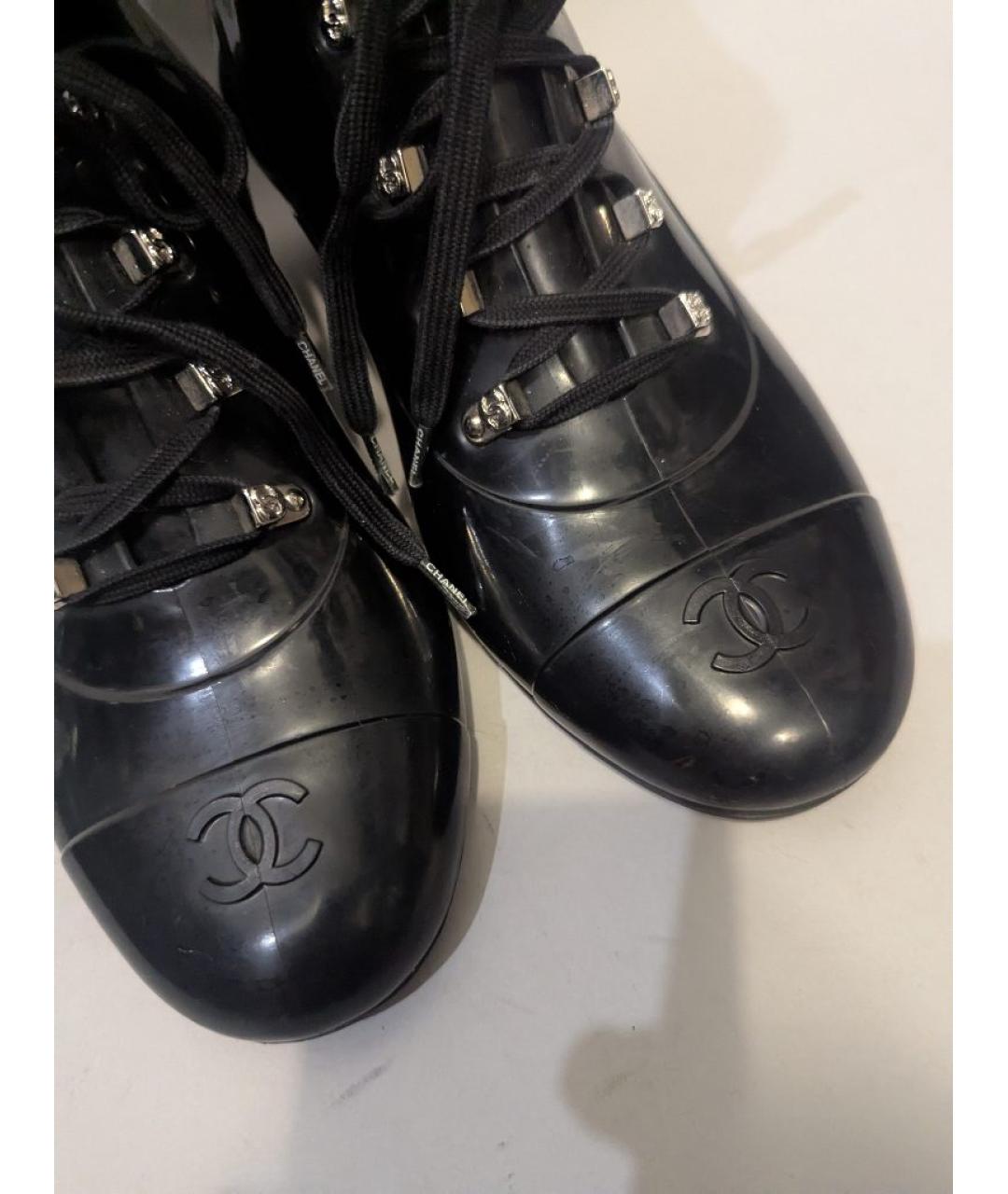 CHANEL Черные резиновые полусапоги, фото 8