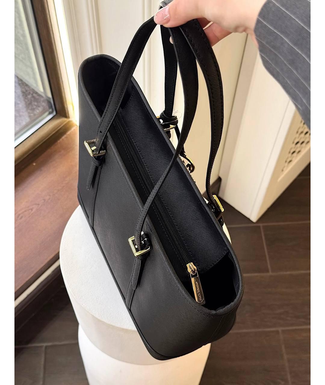 MICHAEL KORS Черная кожаная сумка тоут, фото 6