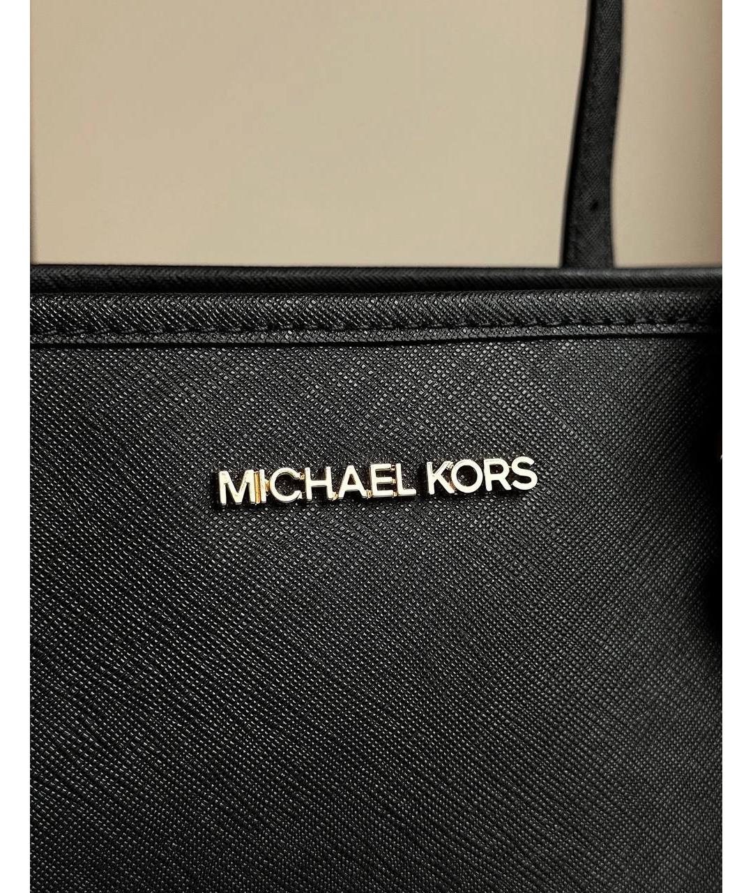 MICHAEL KORS Черная кожаная сумка тоут, фото 5