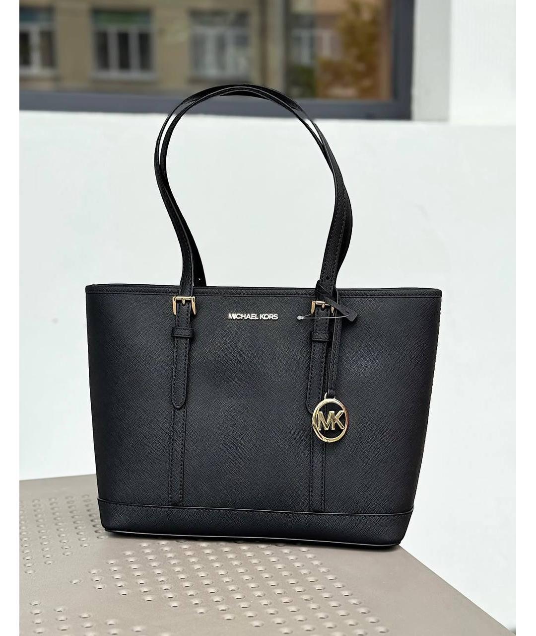 MICHAEL KORS Черная кожаная сумка тоут, фото 4