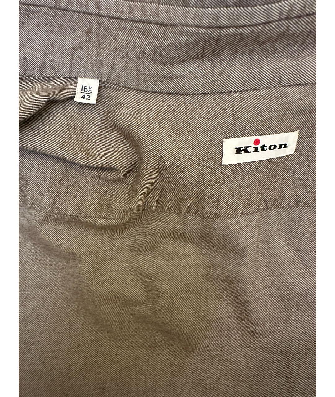 KITON Бежевая хлопковая кэжуал рубашка, фото 6