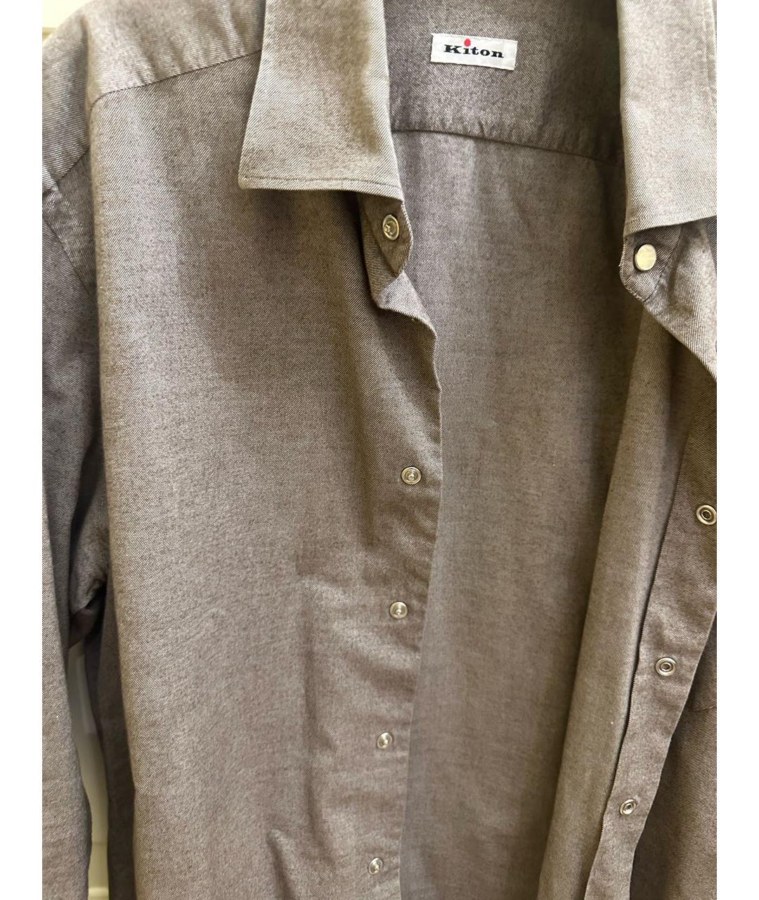 KITON Бежевая хлопковая кэжуал рубашка, фото 5