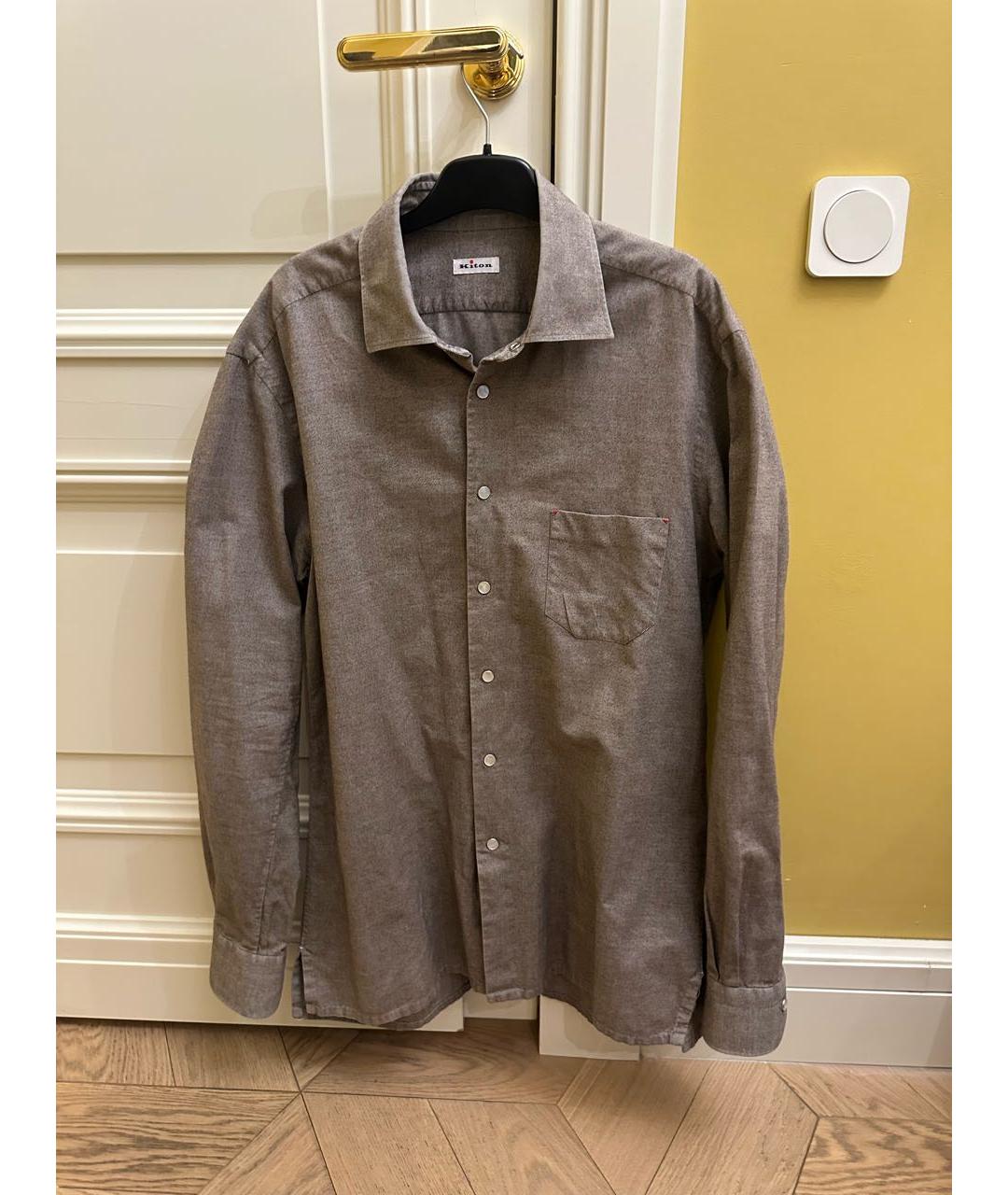 KITON Бежевая хлопковая кэжуал рубашка, фото 9