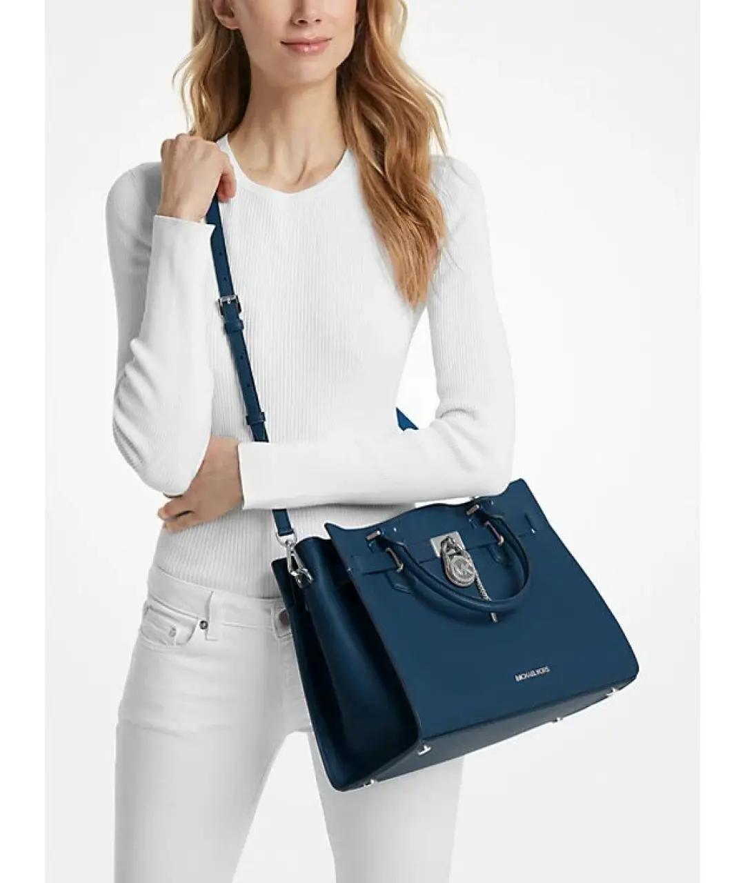 MICHAEL KORS Синяя кожаная сумка с короткими ручками, фото 3