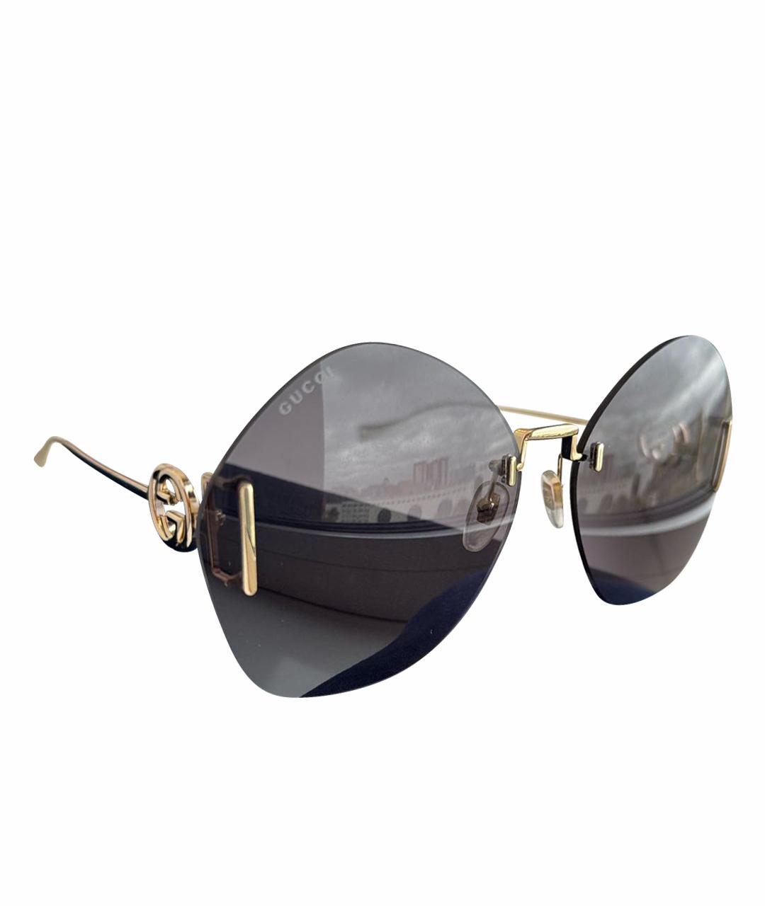 GUCCI Черные металлические солнцезащитные очки, фото 1