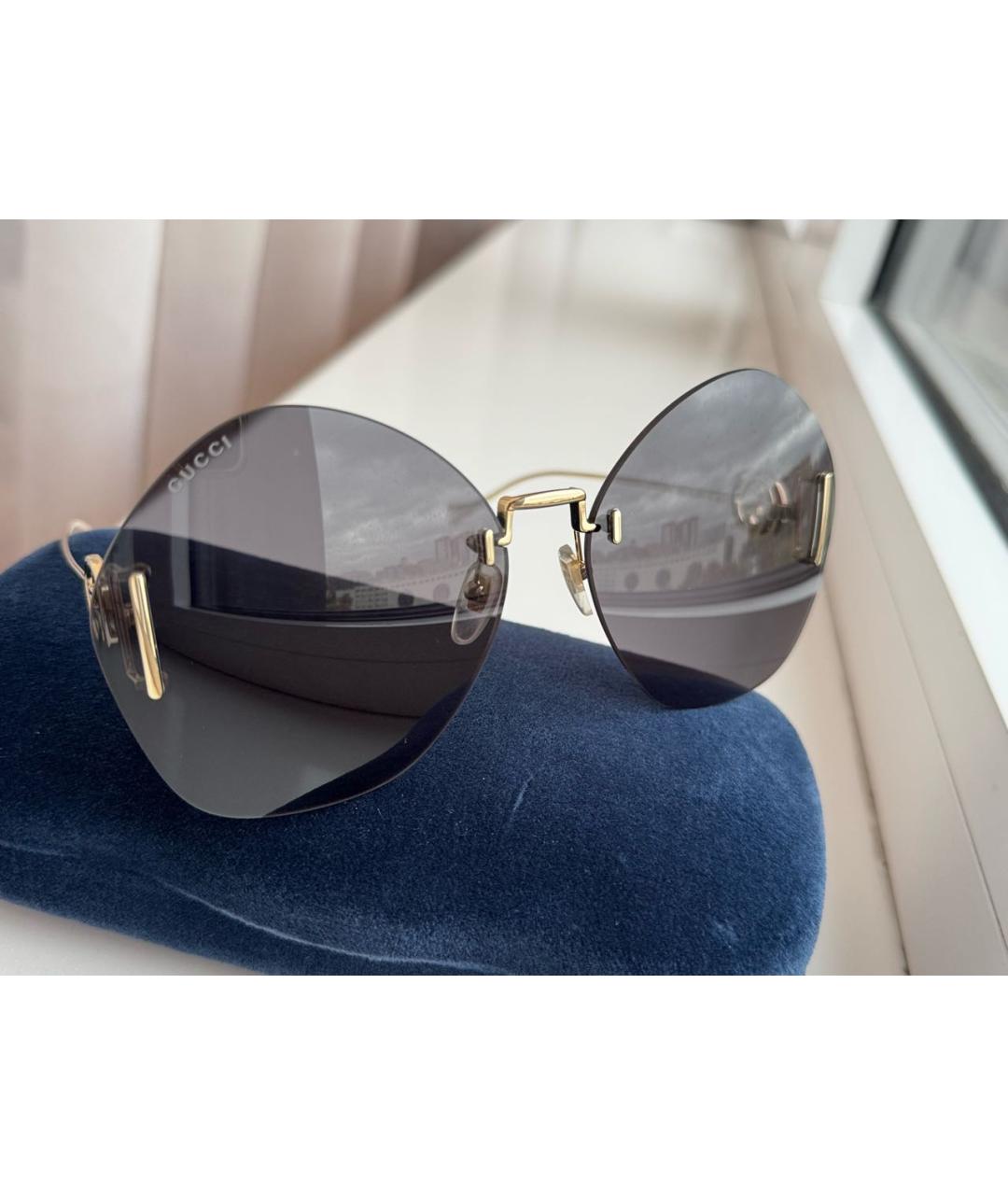 GUCCI Черные металлические солнцезащитные очки, фото 4
