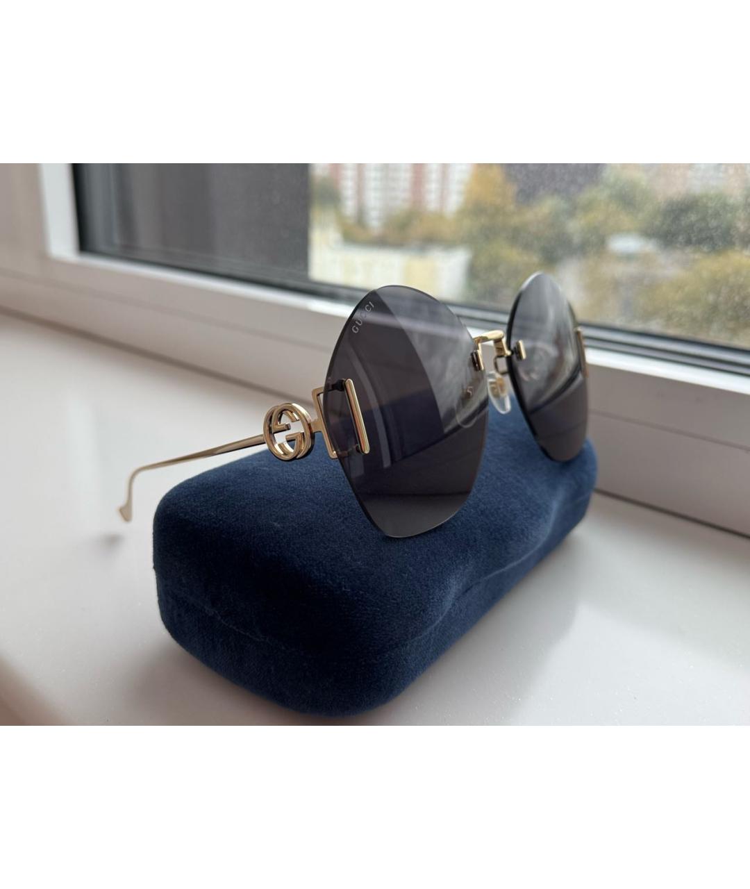 GUCCI Черные металлические солнцезащитные очки, фото 5