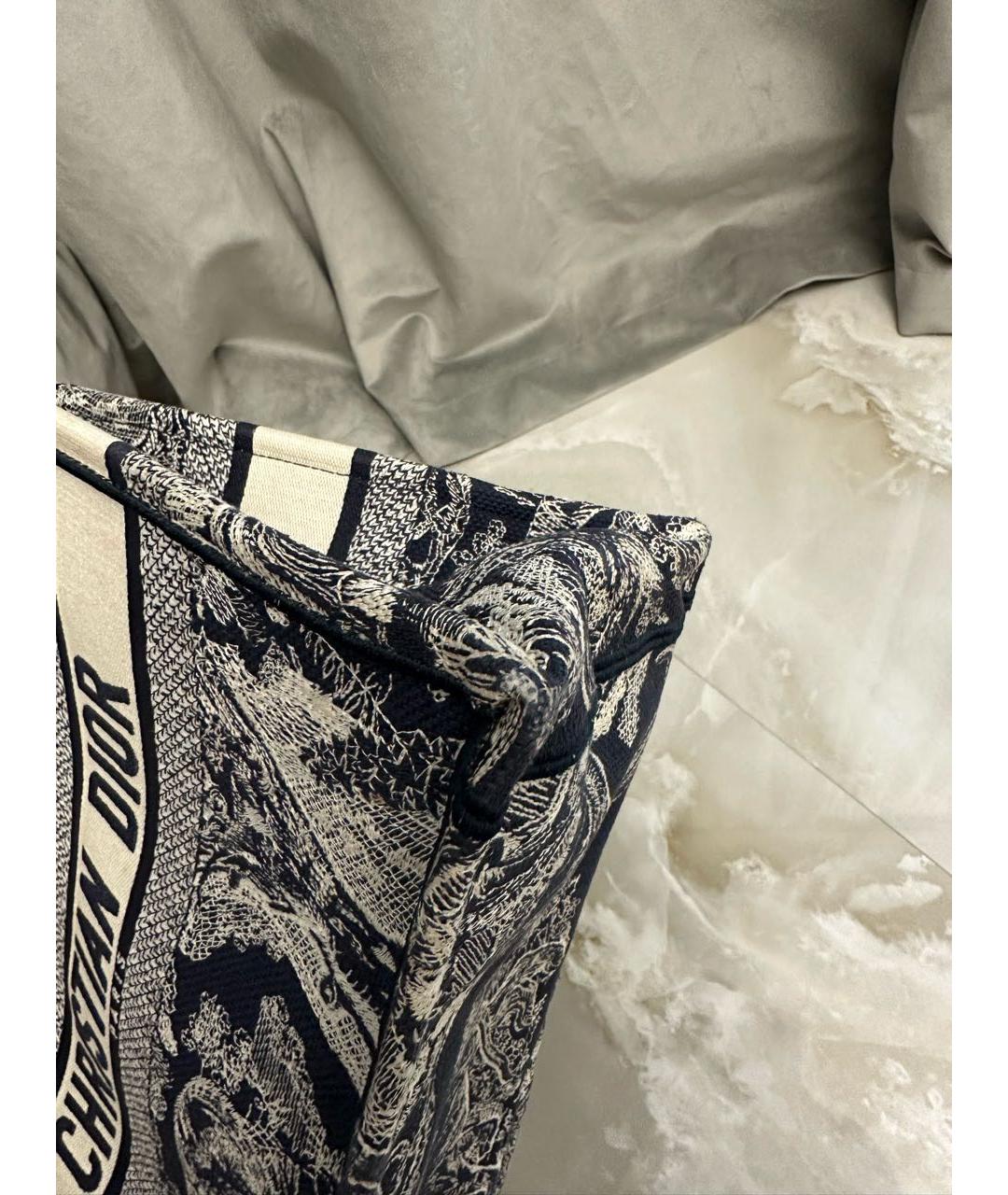 CHRISTIAN DIOR Темно-синяя жаккардовая сумка тоут, фото 6