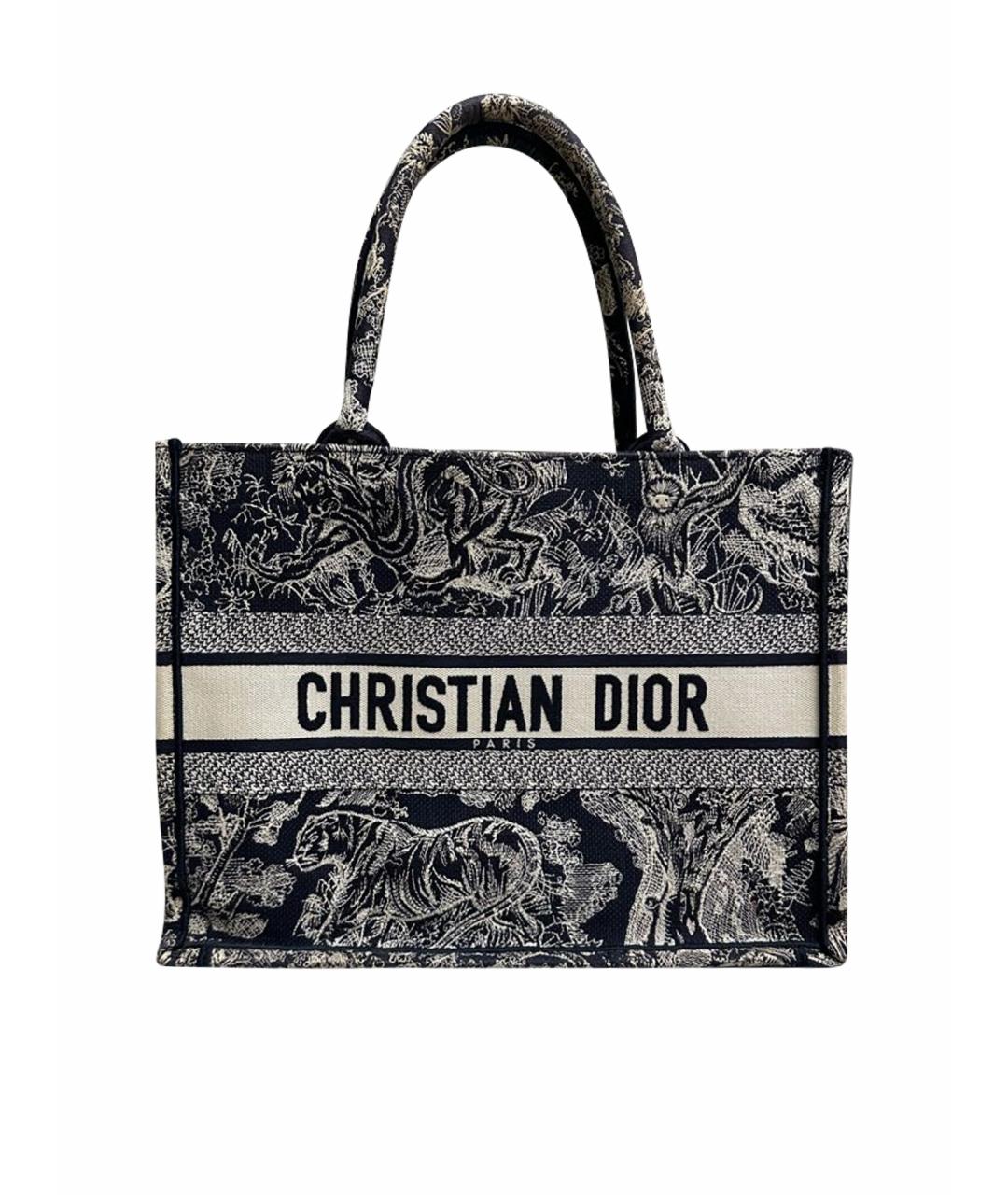 CHRISTIAN DIOR Темно-синяя жаккардовая сумка тоут, фото 1