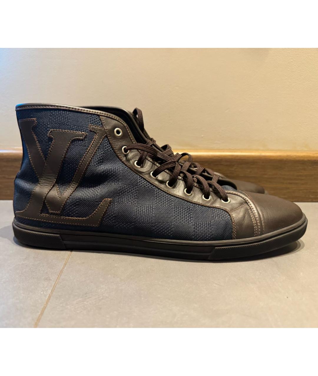 LOUIS VUITTON Синие высокие кроссовки / кеды из искусственной кожи, фото 7