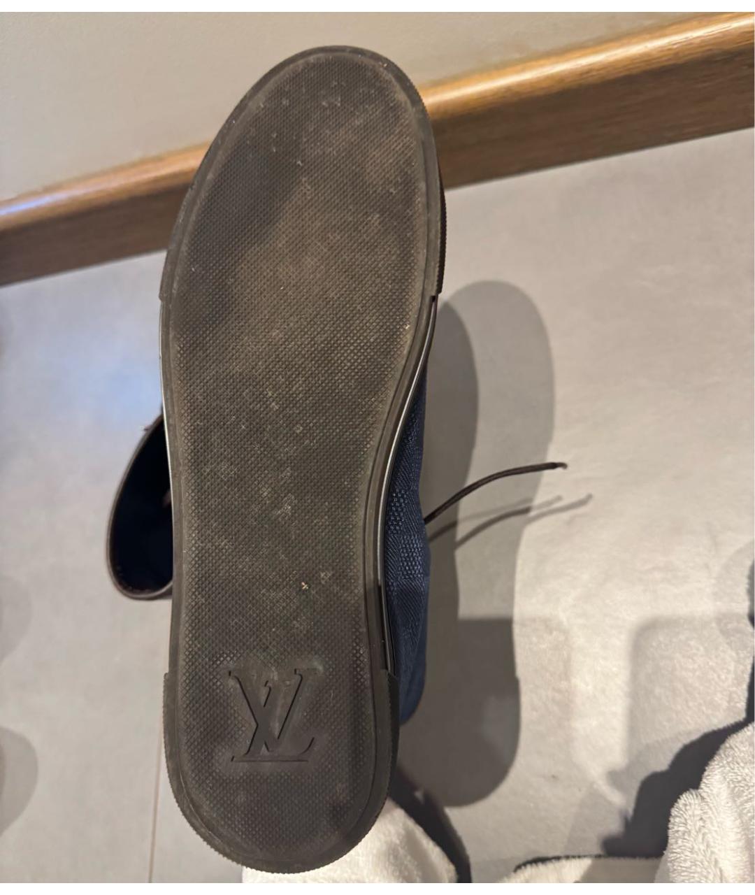 LOUIS VUITTON Синие высокие кроссовки / кеды из искусственной кожи, фото 5