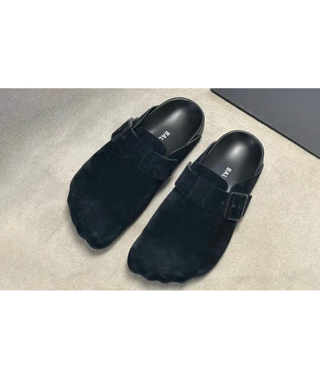 BALENCIAGA Черные замшевые мюли, фото 2