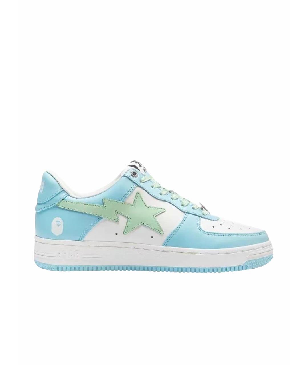 A BATHING APE Голубые кожаные низкие кроссовки / кеды, фото 1