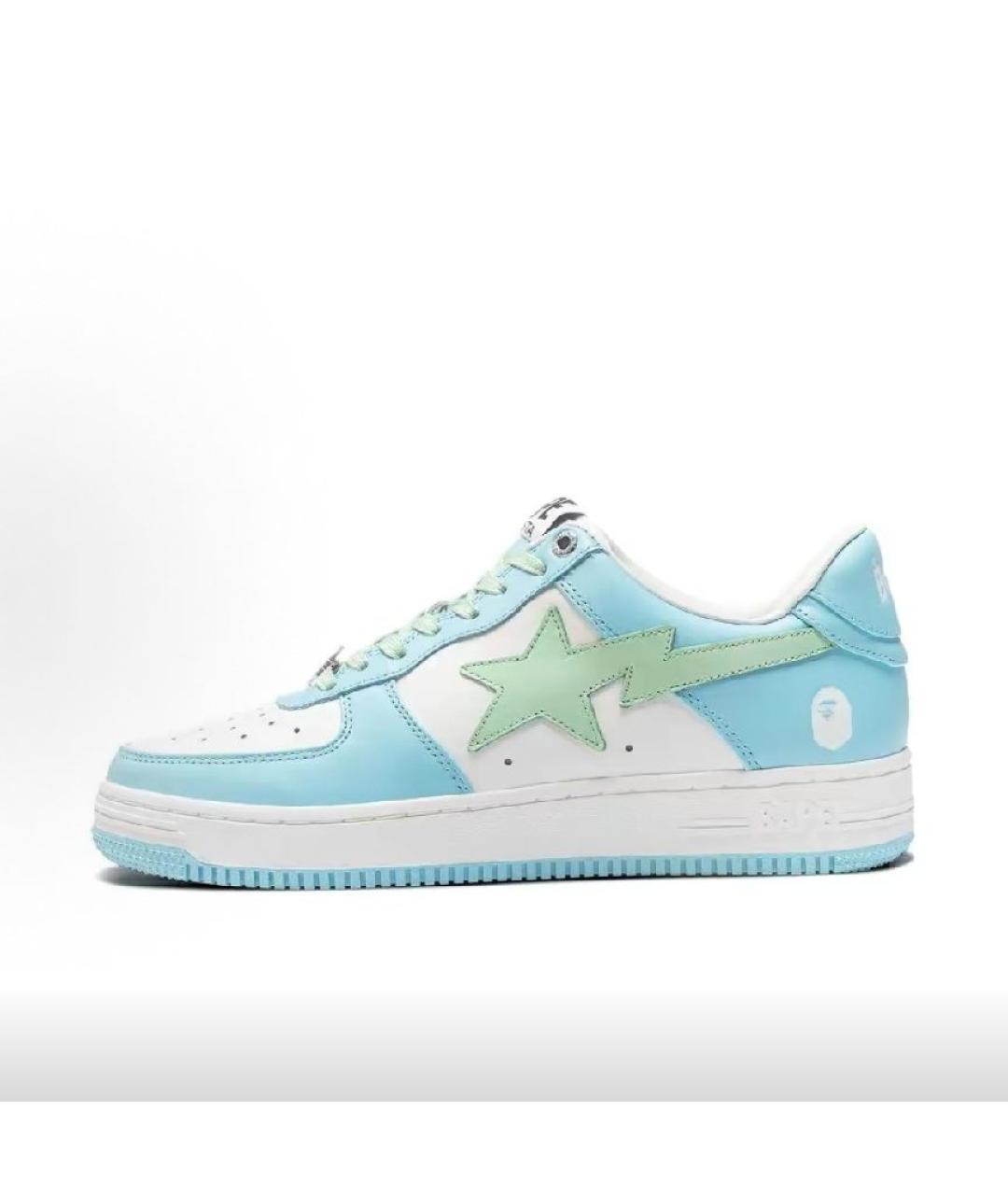 A BATHING APE Голубые кожаные низкие кроссовки / кеды, фото 7