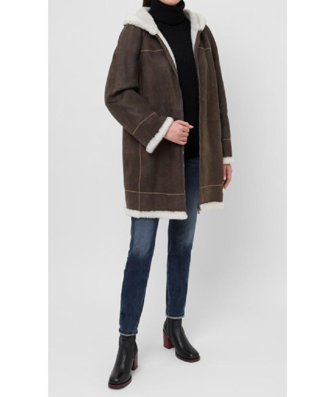BRUNELLO CUCINELLI Коричневая замшевая дубленка, фото 7
