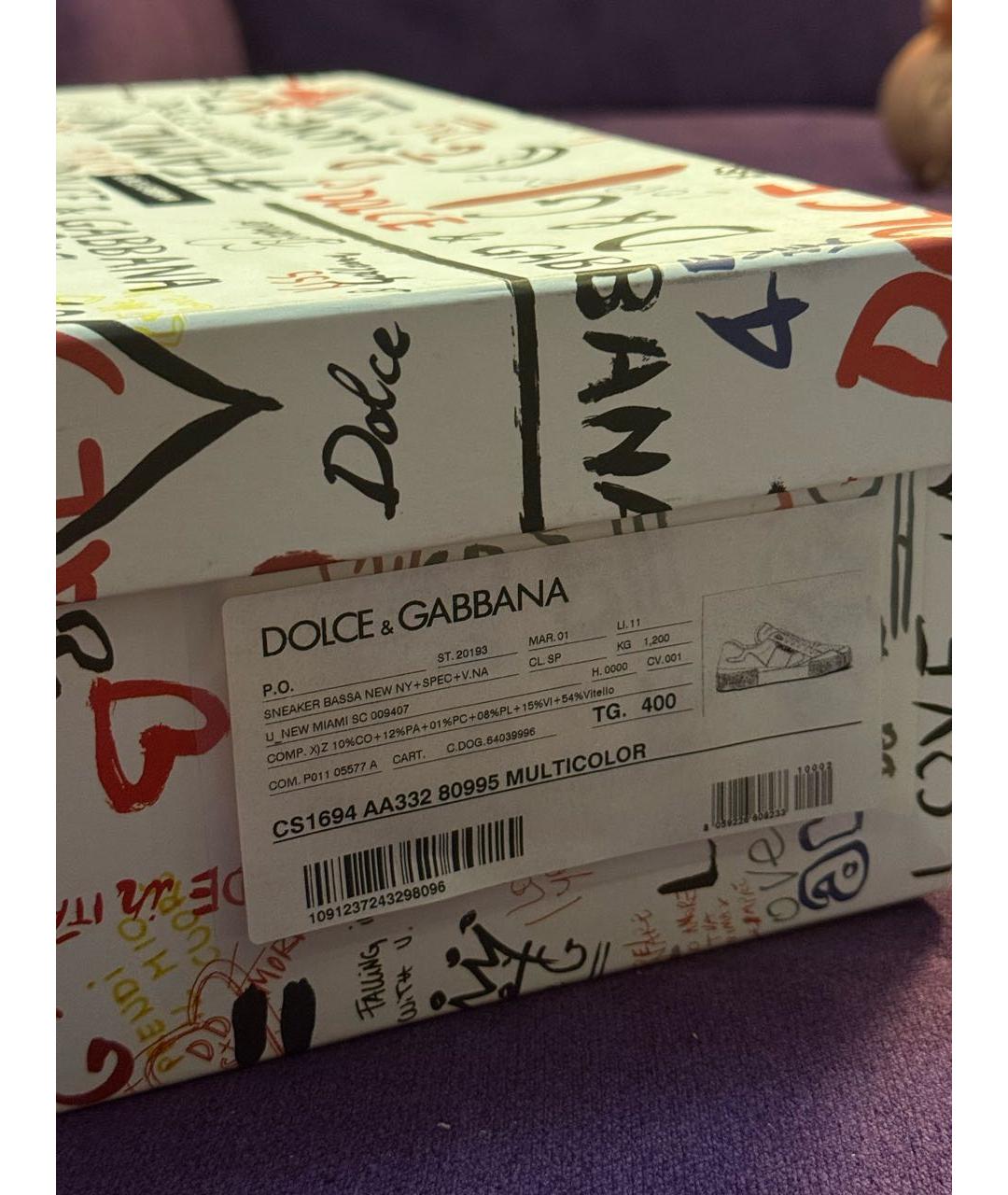 DOLCE&GABBANA Черные текстильные низкие кроссовки / кеды, фото 5