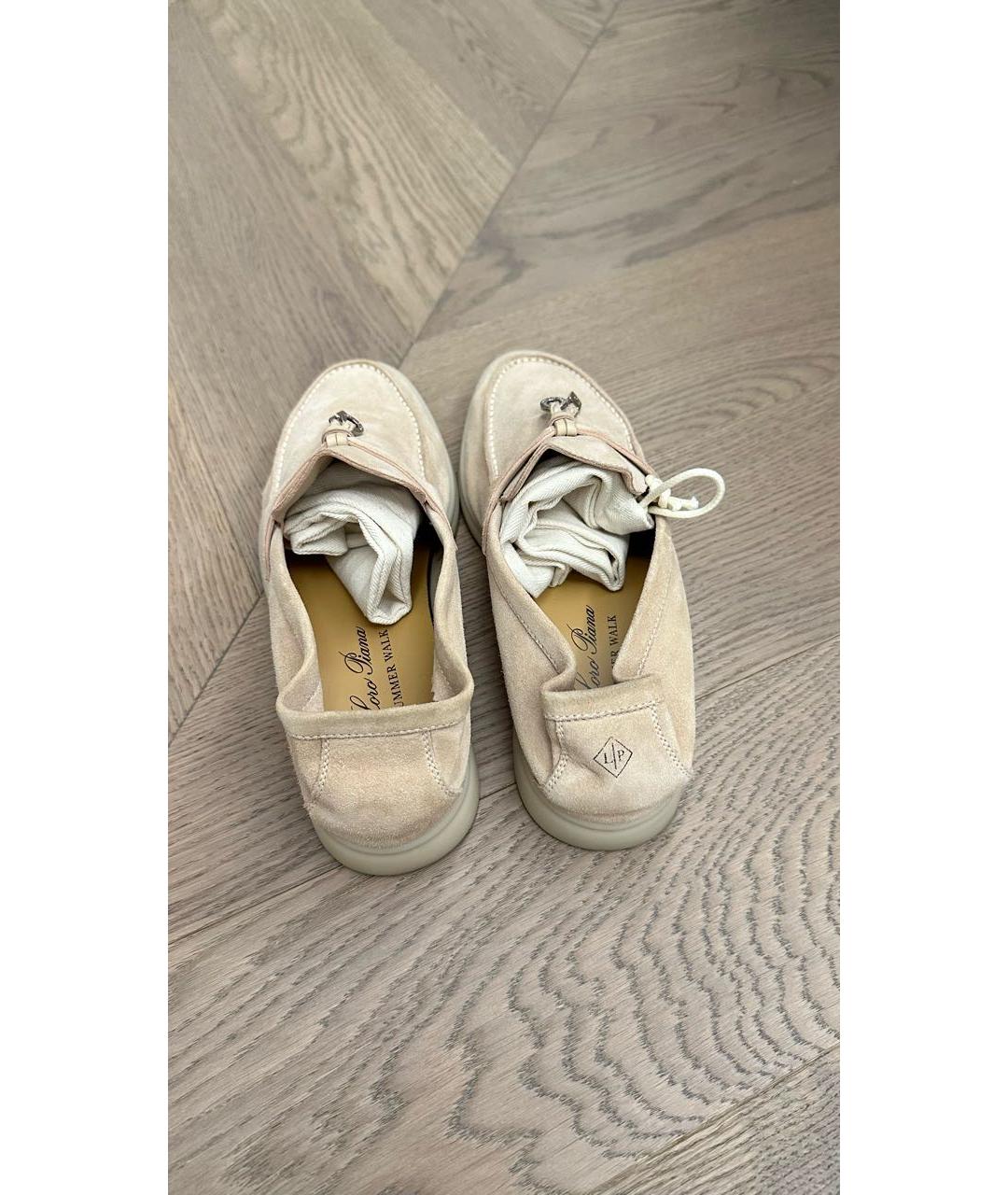 LORO PIANA Бежевые замшевые лоферы, фото 5