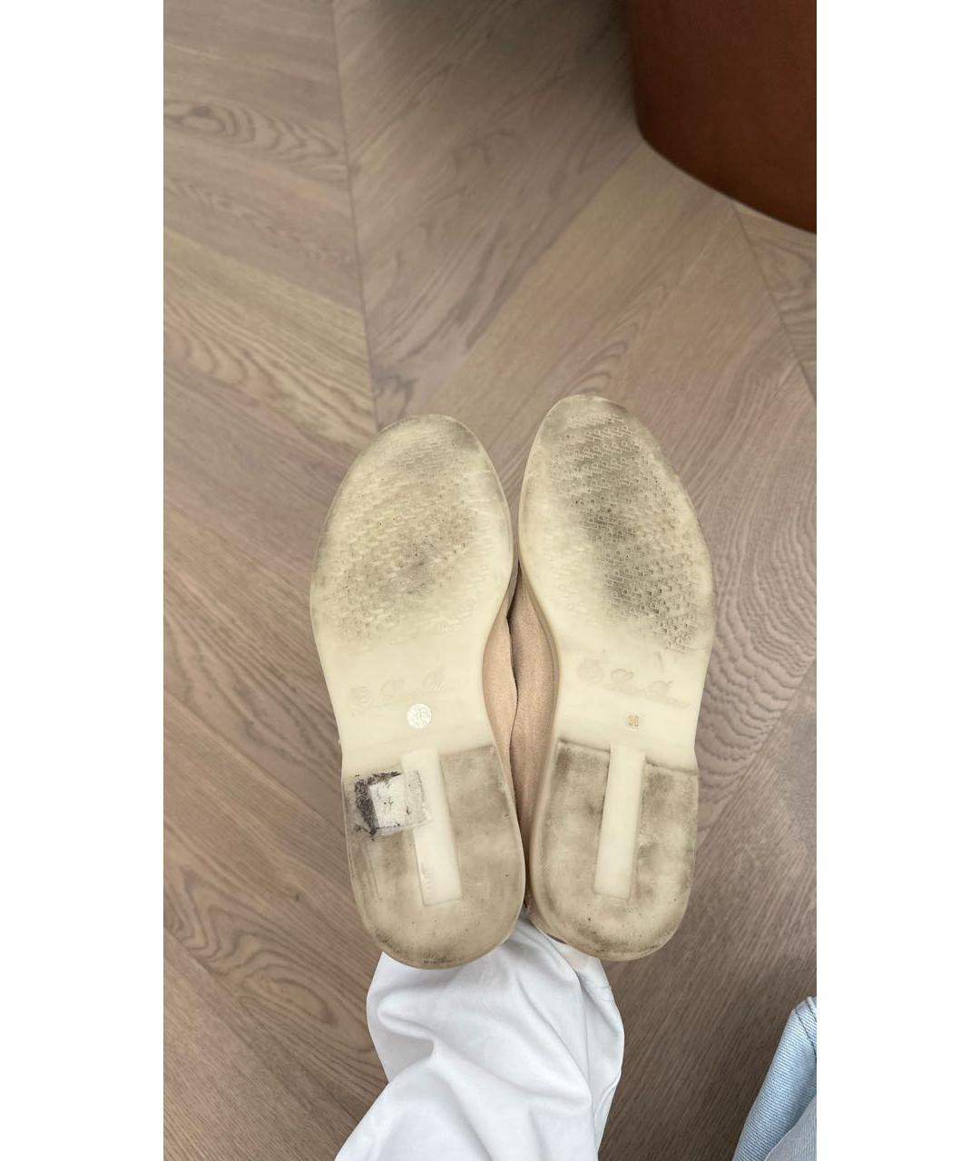 LORO PIANA Бежевые замшевые лоферы, фото 6