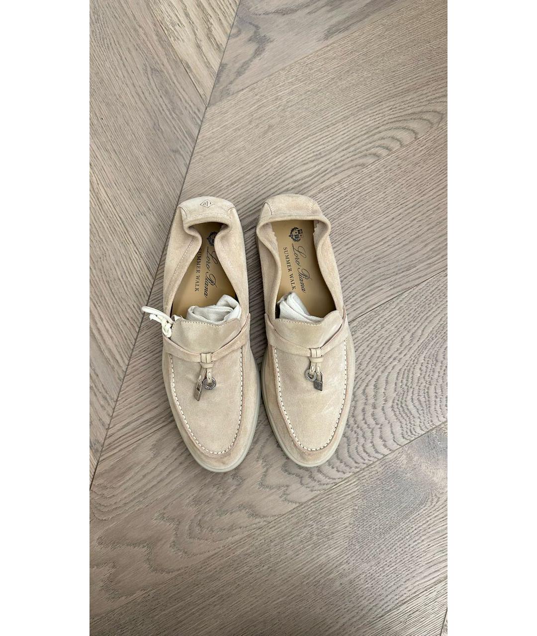 LORO PIANA Бежевые замшевые лоферы, фото 2