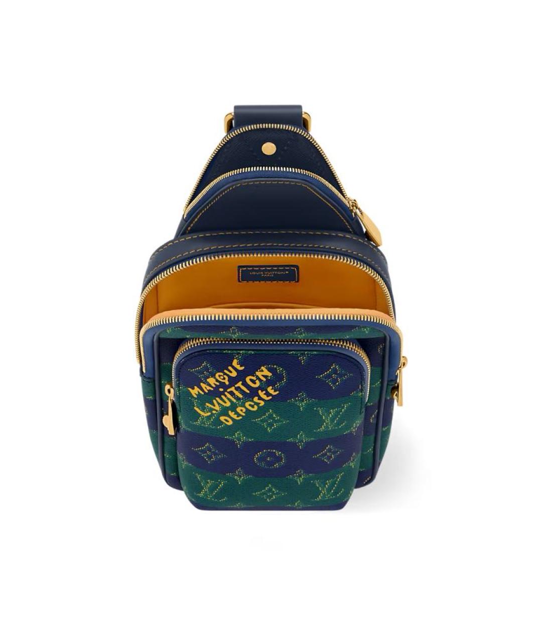 LOUIS VUITTON Темно-синяя кожаная барсетка, фото 3