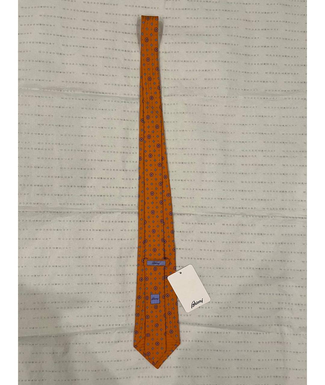 BRIONI Оранжевый шелковый галстук, фото 6