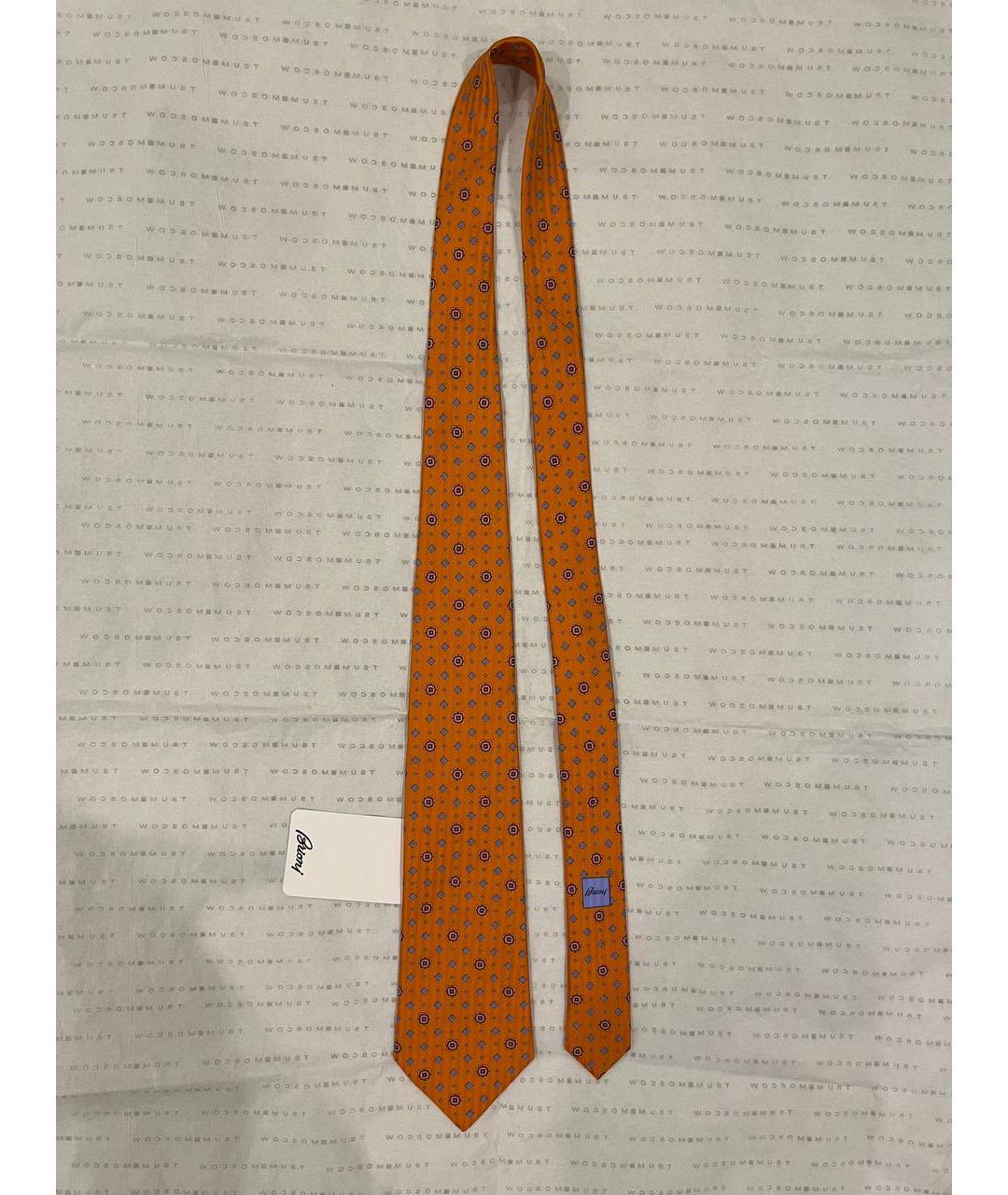 BRIONI Оранжевый шелковый галстук, фото 10