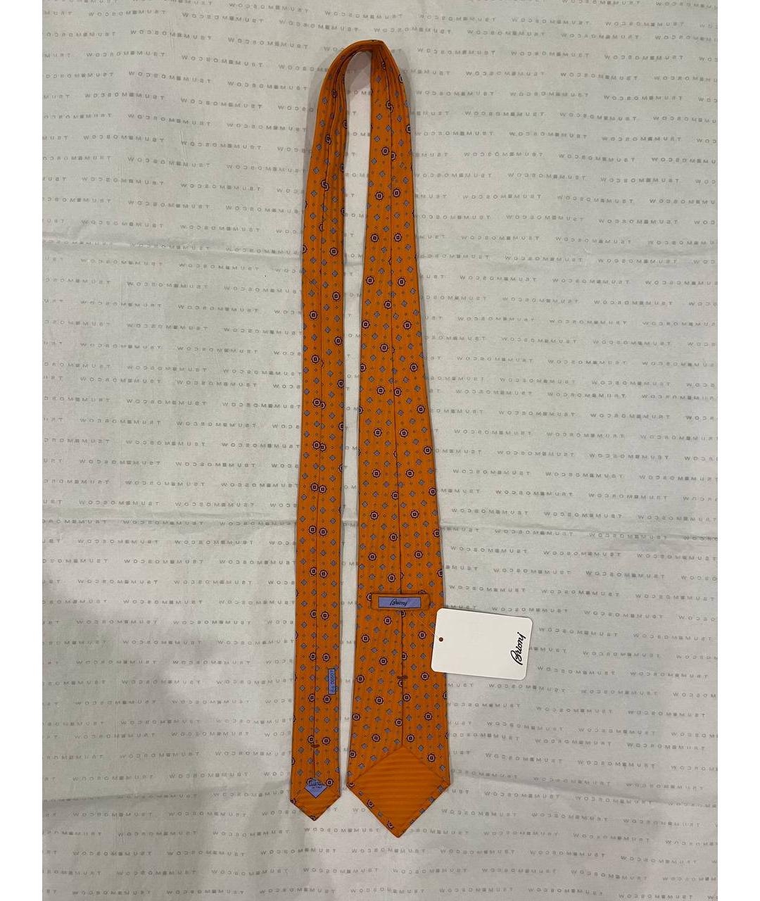BRIONI Оранжевый шелковый галстук, фото 7