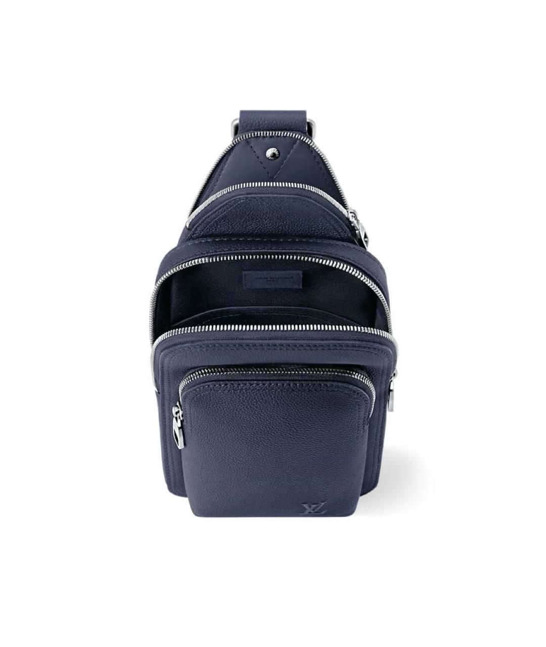 LOUIS VUITTON Темно-синяя кожаная барсетка, фото 3