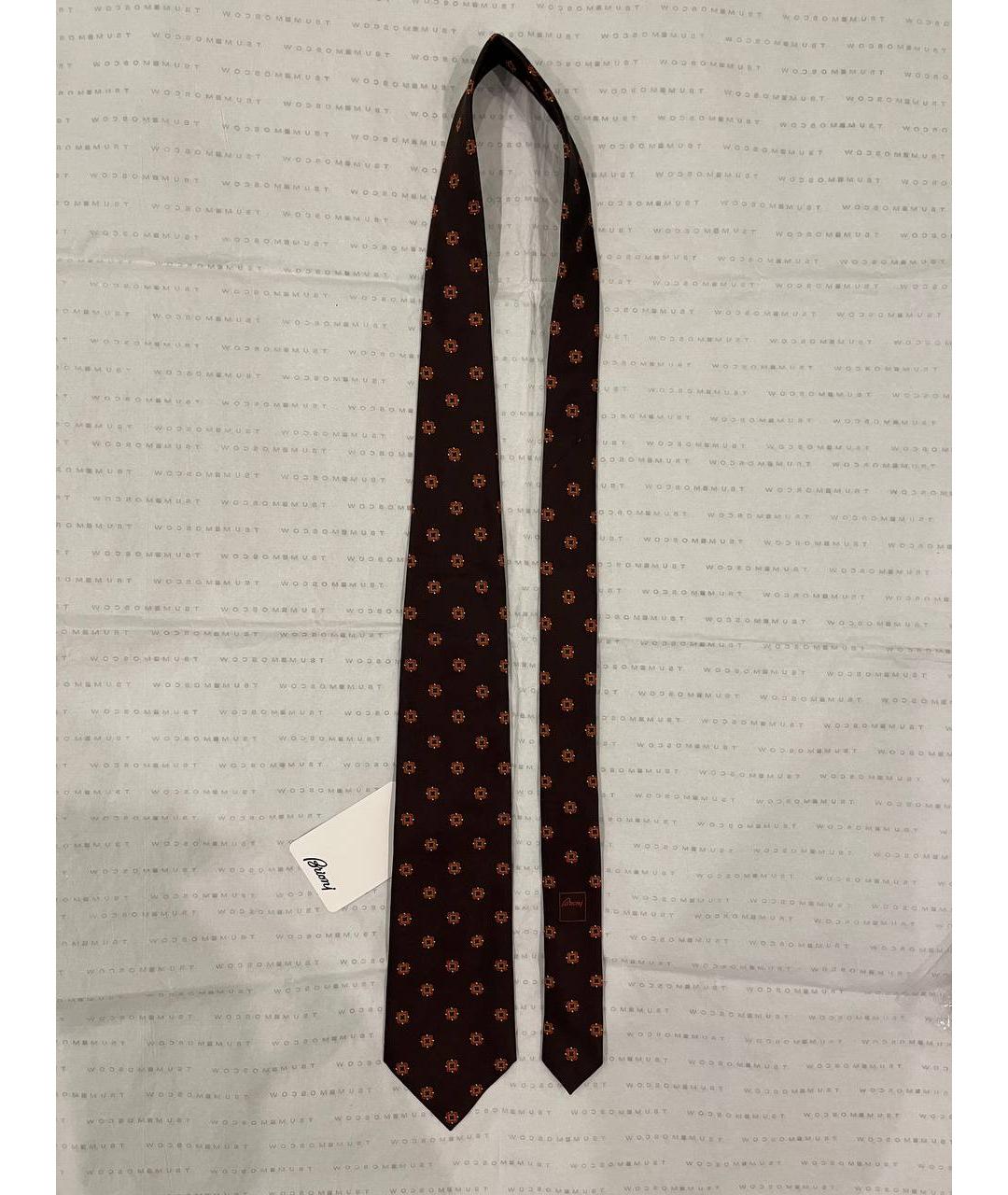 BRIONI Коричневый шелковый галстук, фото 6