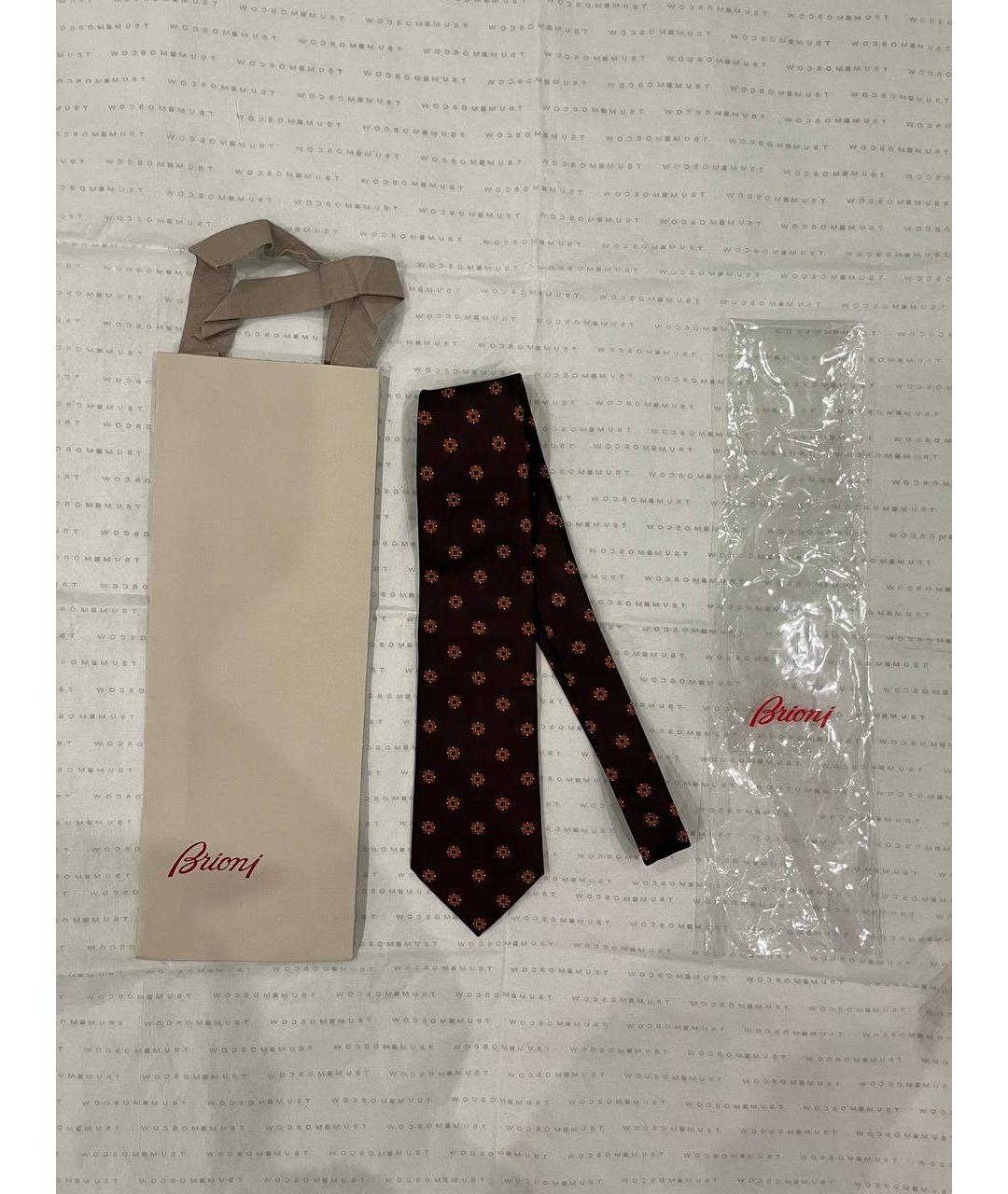 BRIONI Коричневый шелковый галстук, фото 8