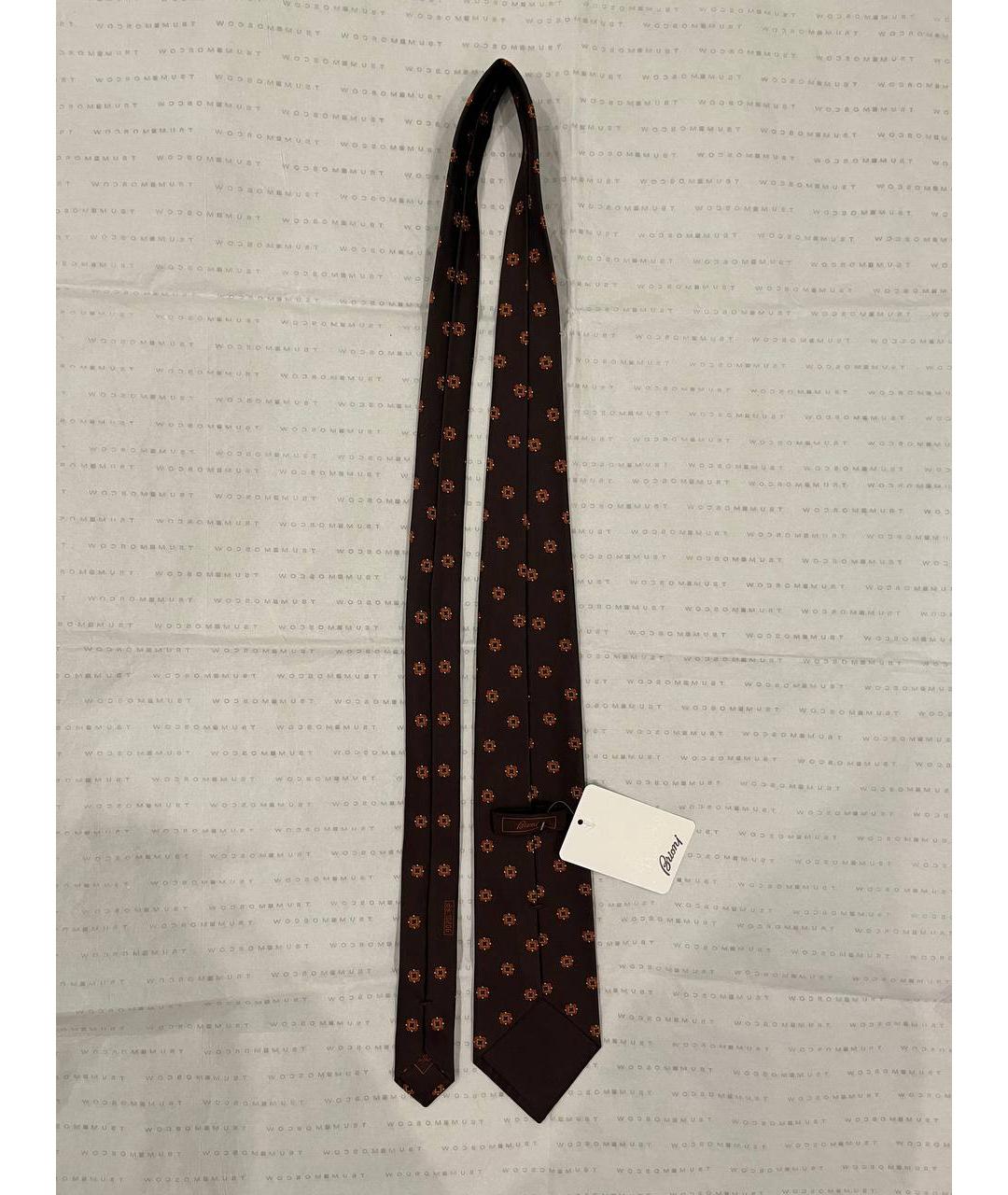BRIONI Коричневый шелковый галстук, фото 7