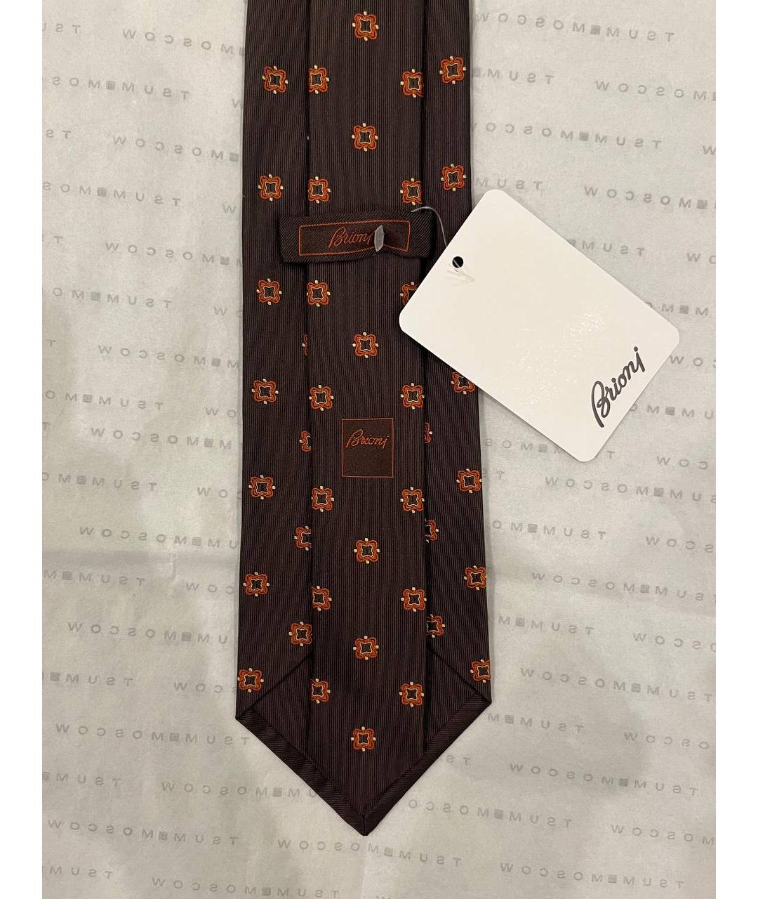 BRIONI Коричневый шелковый галстук, фото 4