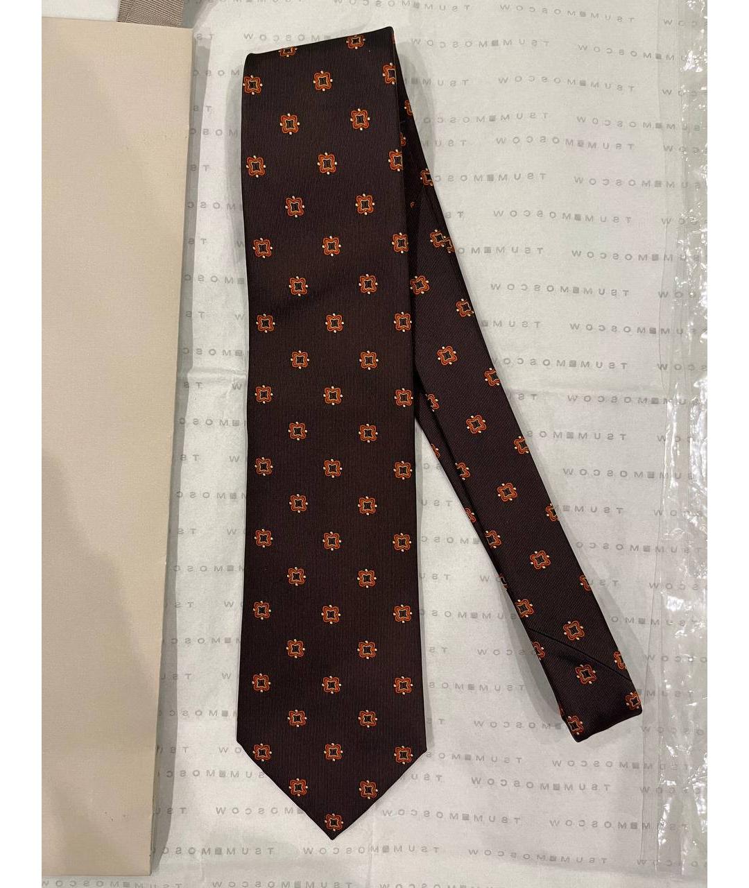 BRIONI Коричневый шелковый галстук, фото 10