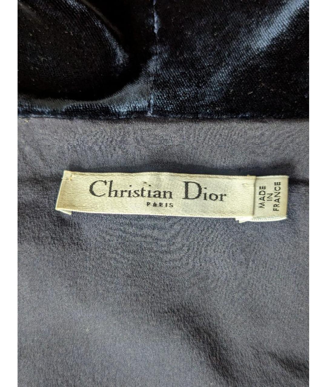 CHRISTIAN DIOR Темно-синий бархатный жакет/пиджак, фото 3