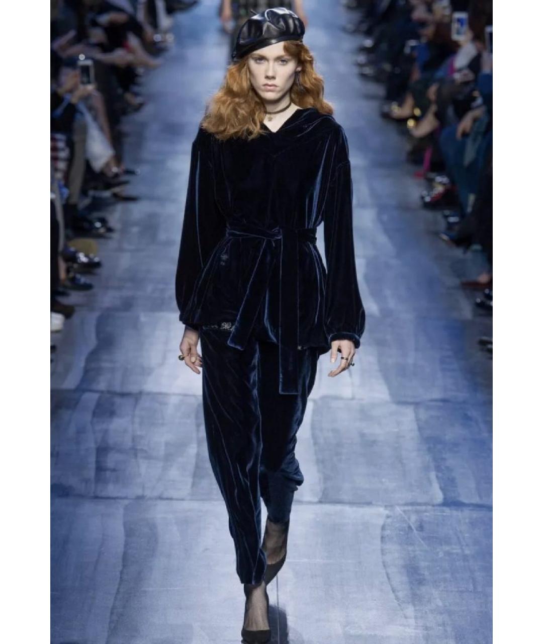 CHRISTIAN DIOR Темно-синий бархатный жакет/пиджак, фото 9