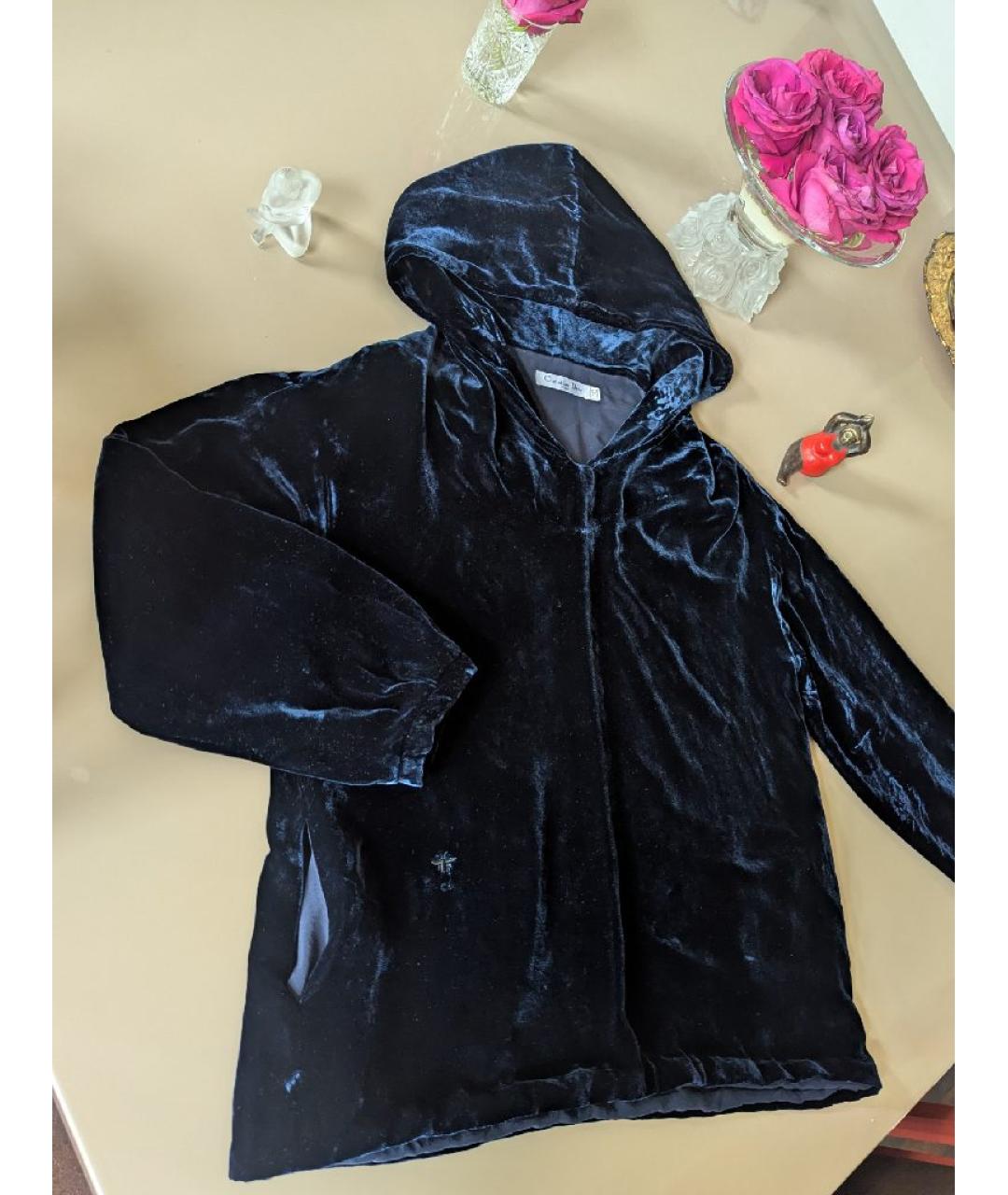 CHRISTIAN DIOR Темно-синий бархатный жакет/пиджак, фото 5