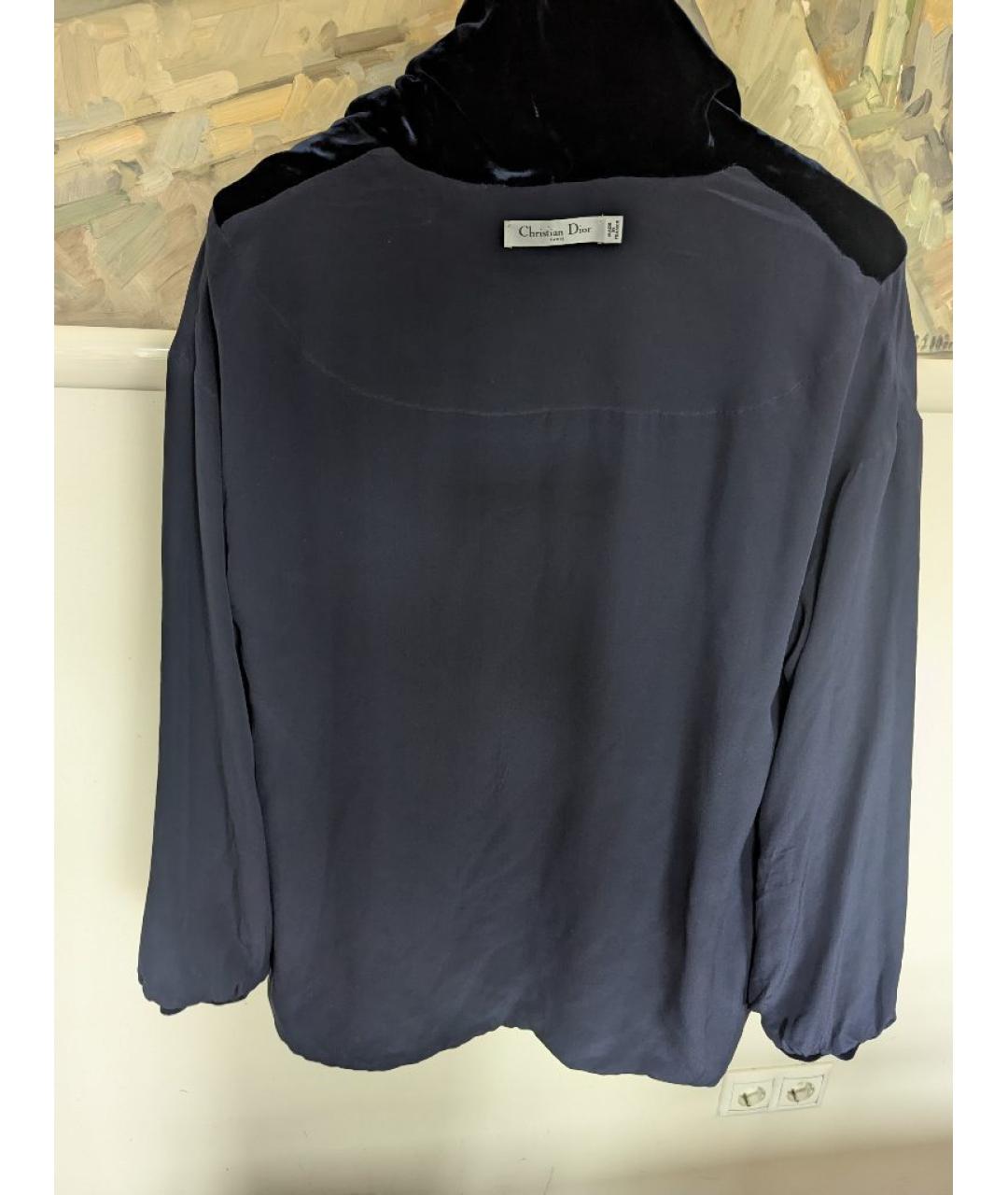 CHRISTIAN DIOR Темно-синий бархатный жакет/пиджак, фото 8