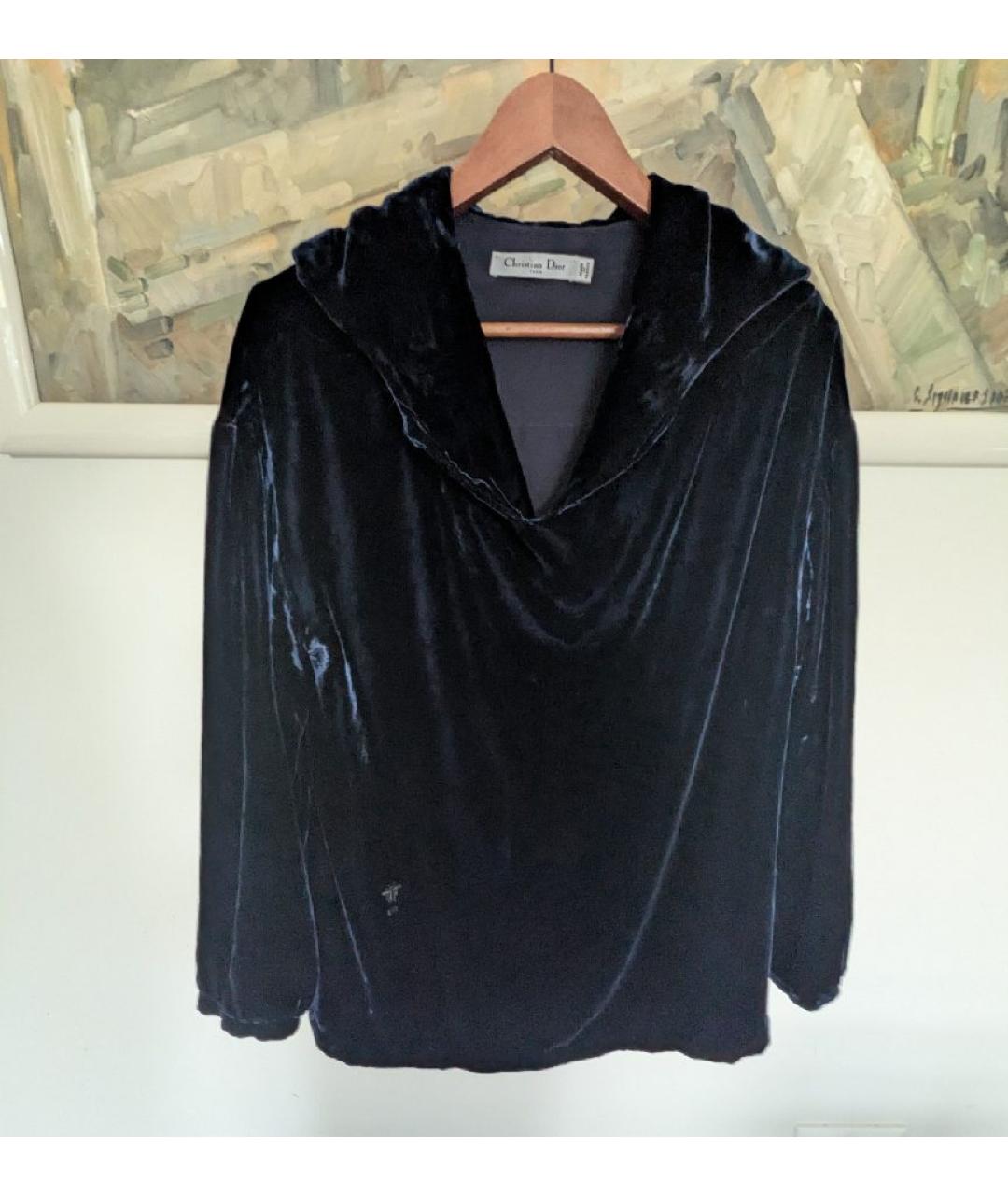 CHRISTIAN DIOR Темно-синий бархатный жакет/пиджак, фото 10
