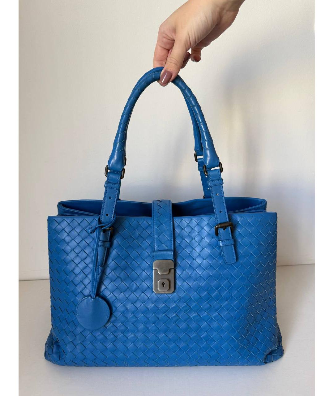BOTTEGA VENETA Голубая кожаная сумка тоут, фото 10