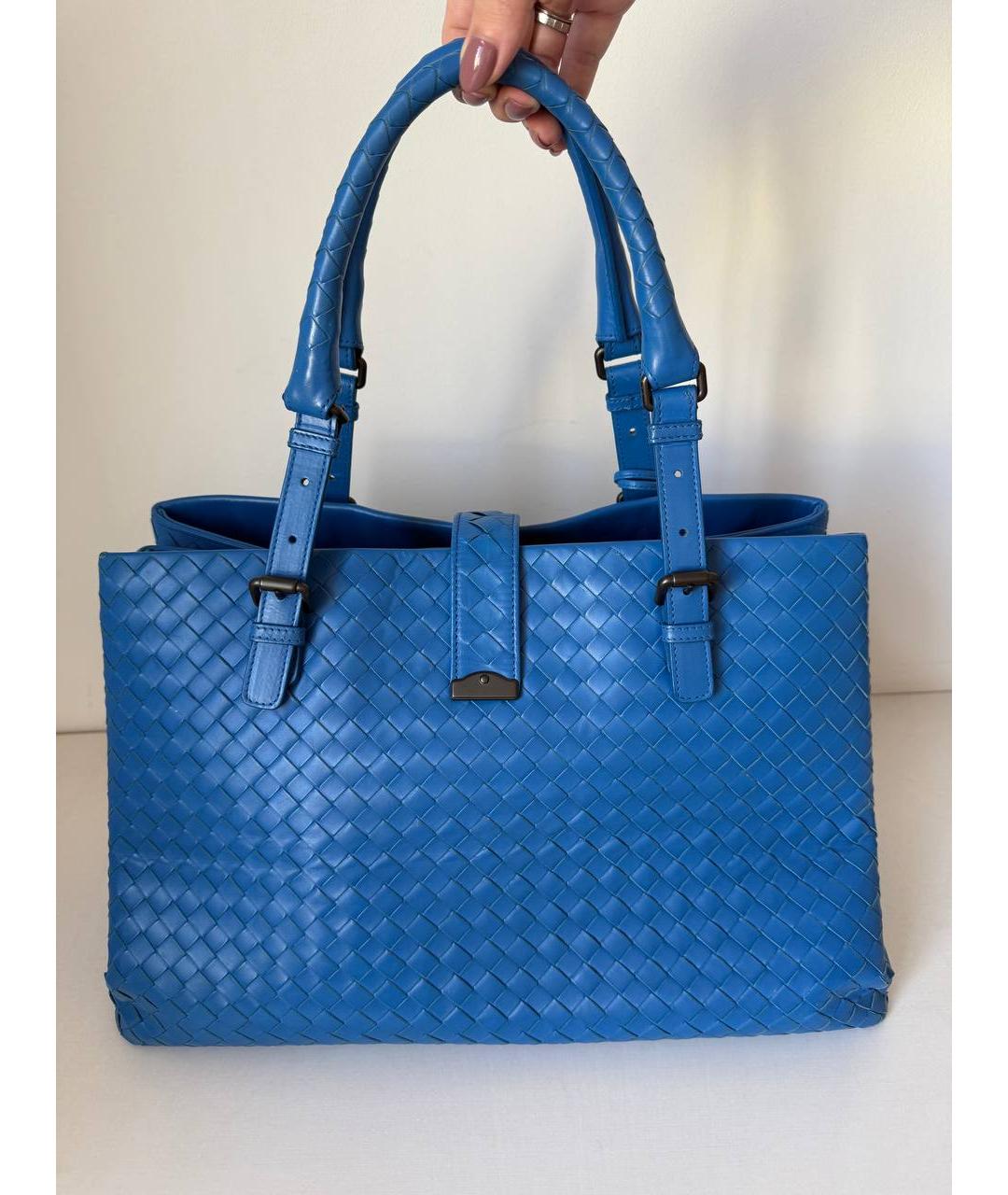 BOTTEGA VENETA Голубая кожаная сумка тоут, фото 3