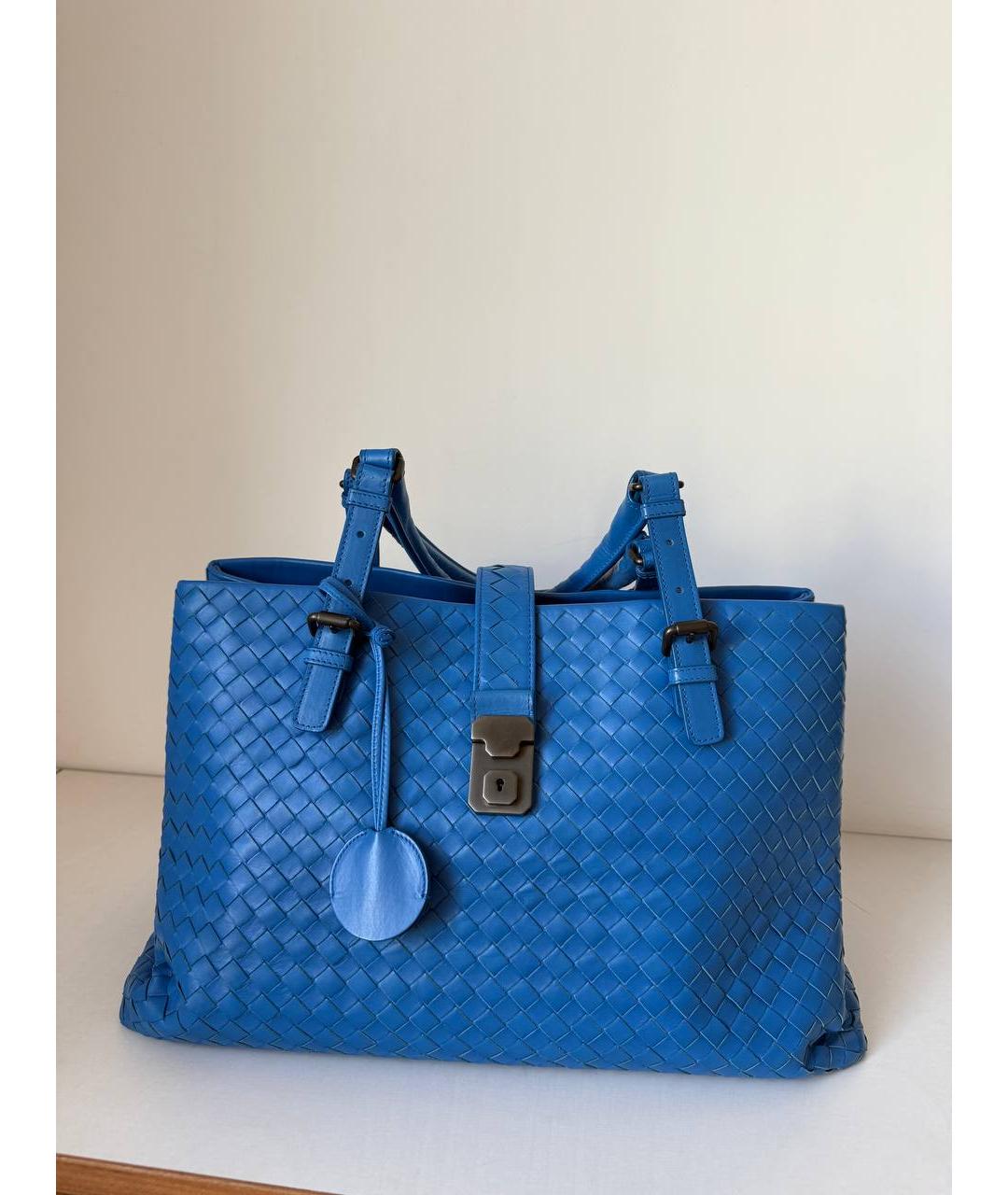 BOTTEGA VENETA Голубая кожаная сумка тоут, фото 4