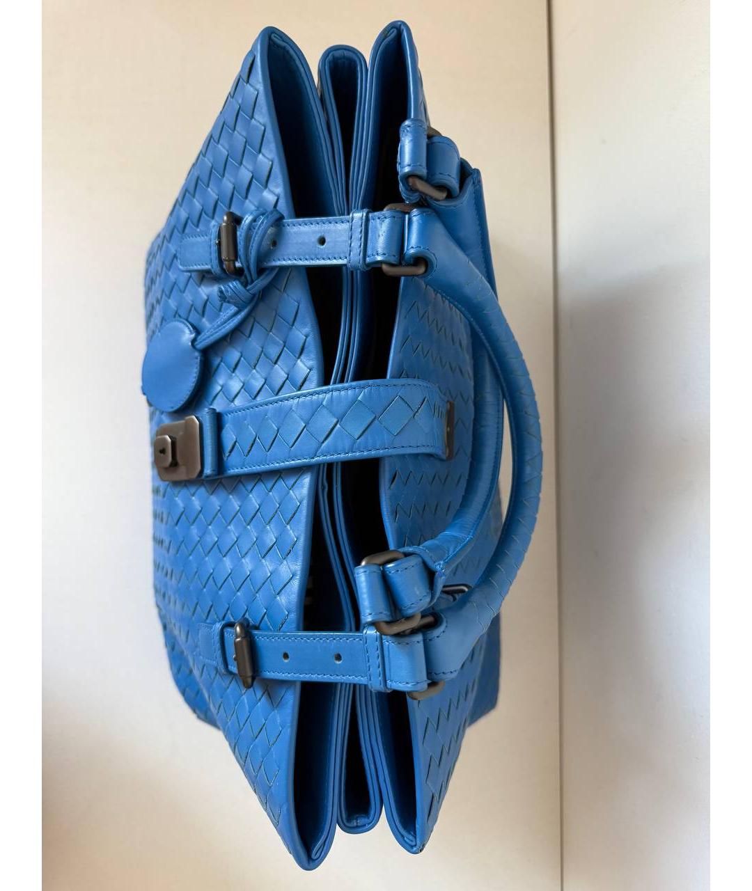 BOTTEGA VENETA Голубая кожаная сумка тоут, фото 6