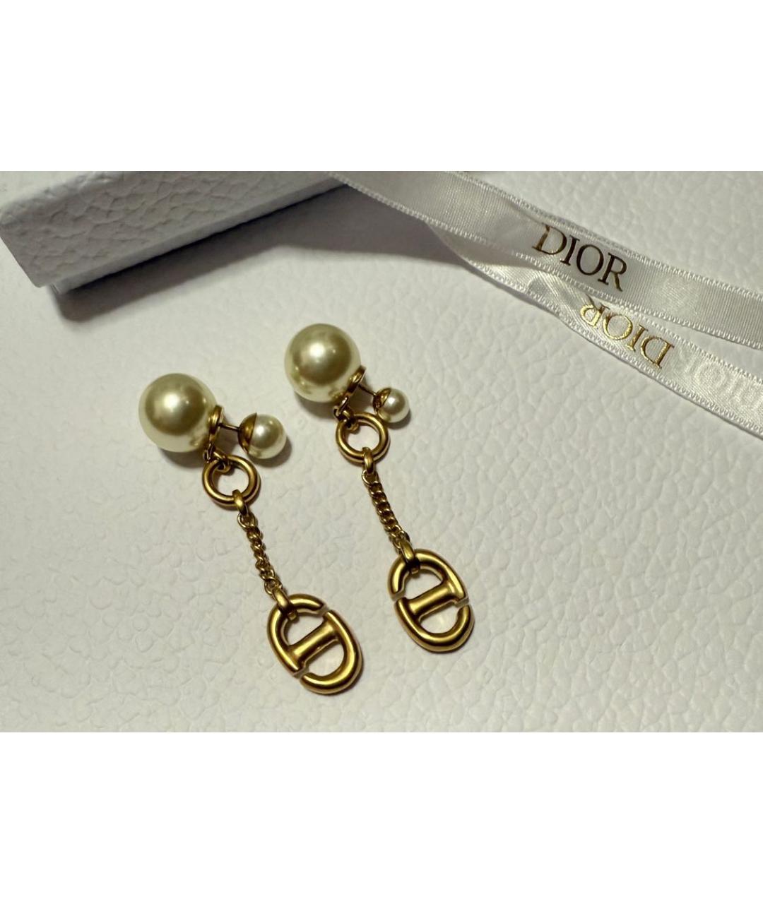 CHRISTIAN DIOR Золотые металлические серьги, фото 5