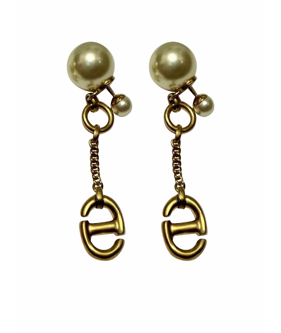 CHRISTIAN DIOR Золотые металлические серьги, фото 1