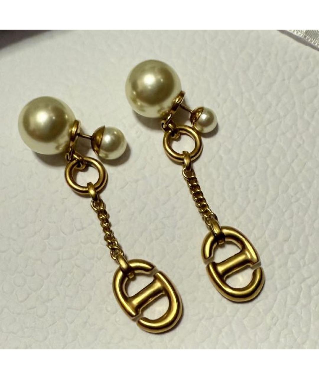 CHRISTIAN DIOR Золотые металлические серьги, фото 4