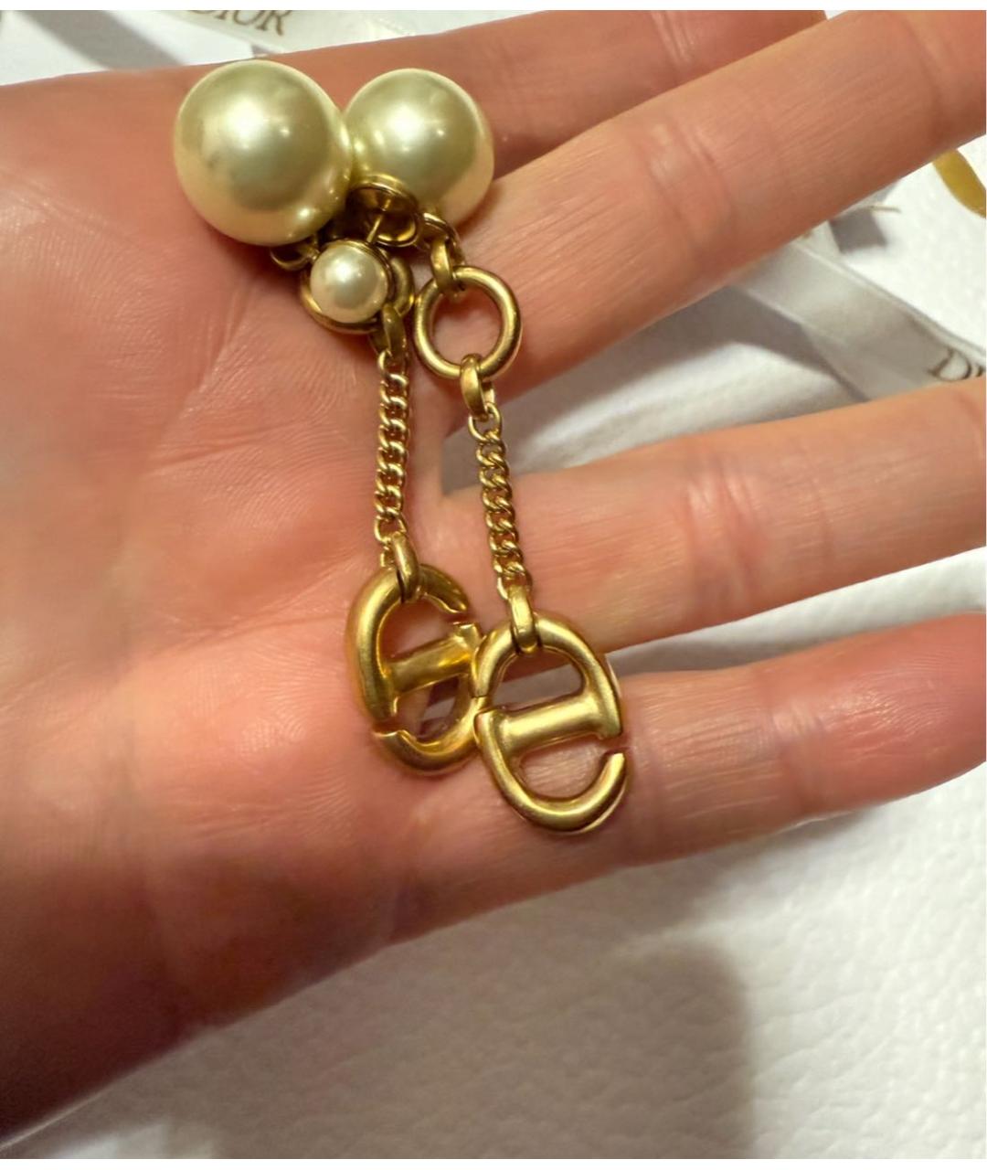 CHRISTIAN DIOR Золотые металлические серьги, фото 2