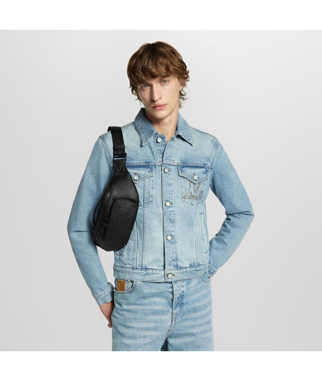 LOUIS VUITTON Черная кожаная барсетка, фото 6