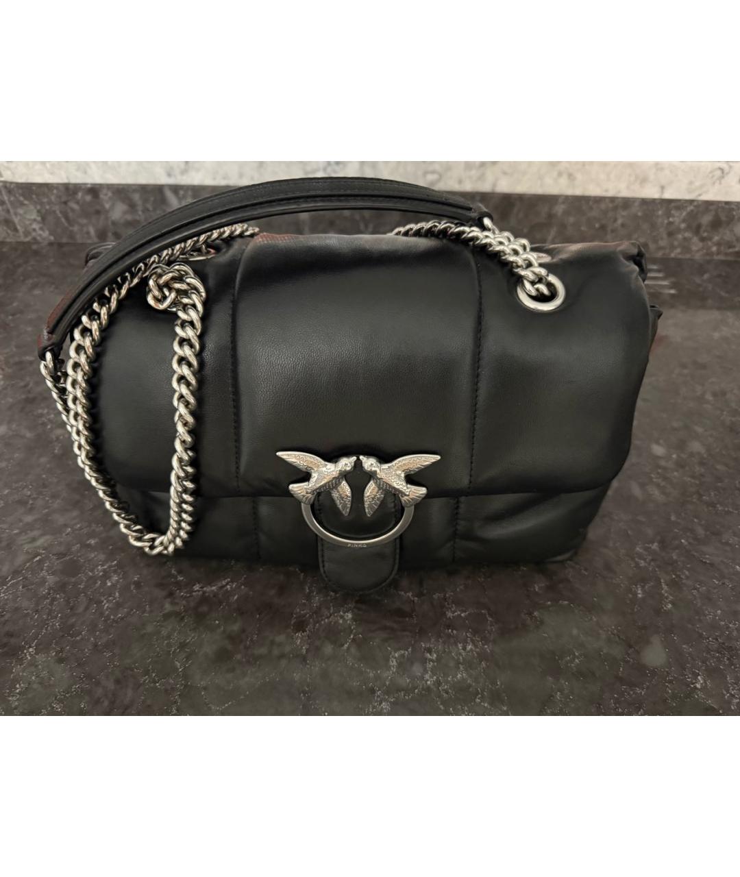 PINKO Черная кожаная сумка через плечо, фото 6